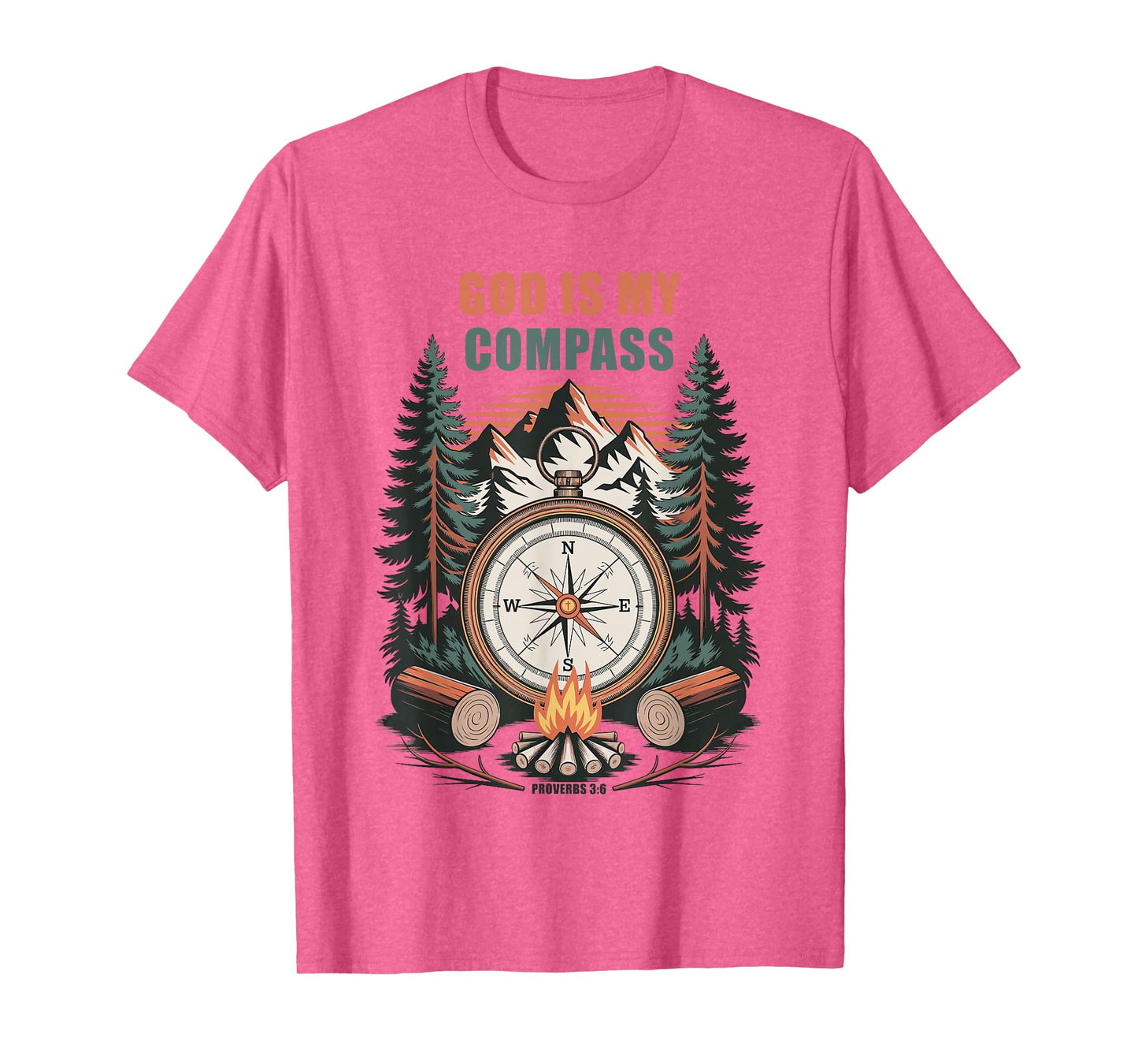 GOD is My Compass – Proverbs 3:6 Christian Faith Camping T-Shirt