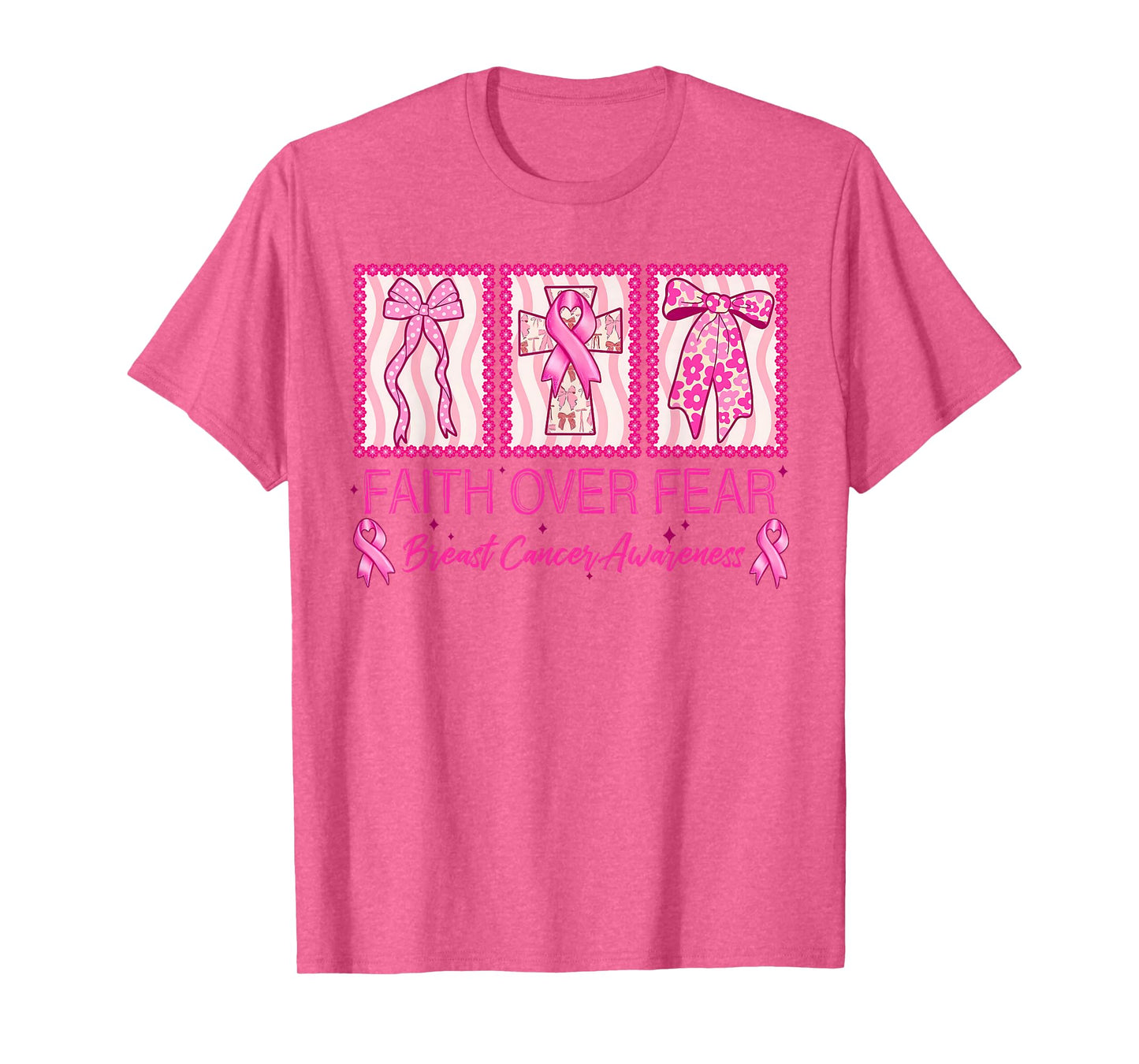 Faith Over Fear Breast Cancer Awareness Christian Religious T-Shirt