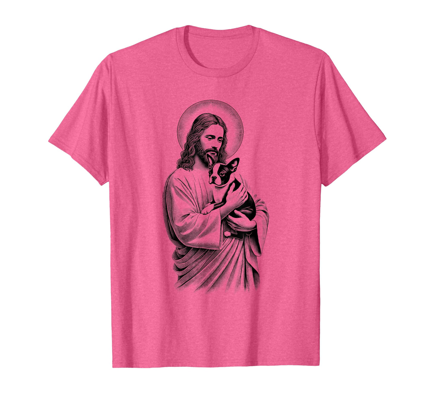 Jesus Hugging Boston Terrier Christian Faith Dog Lover T-Shirt
