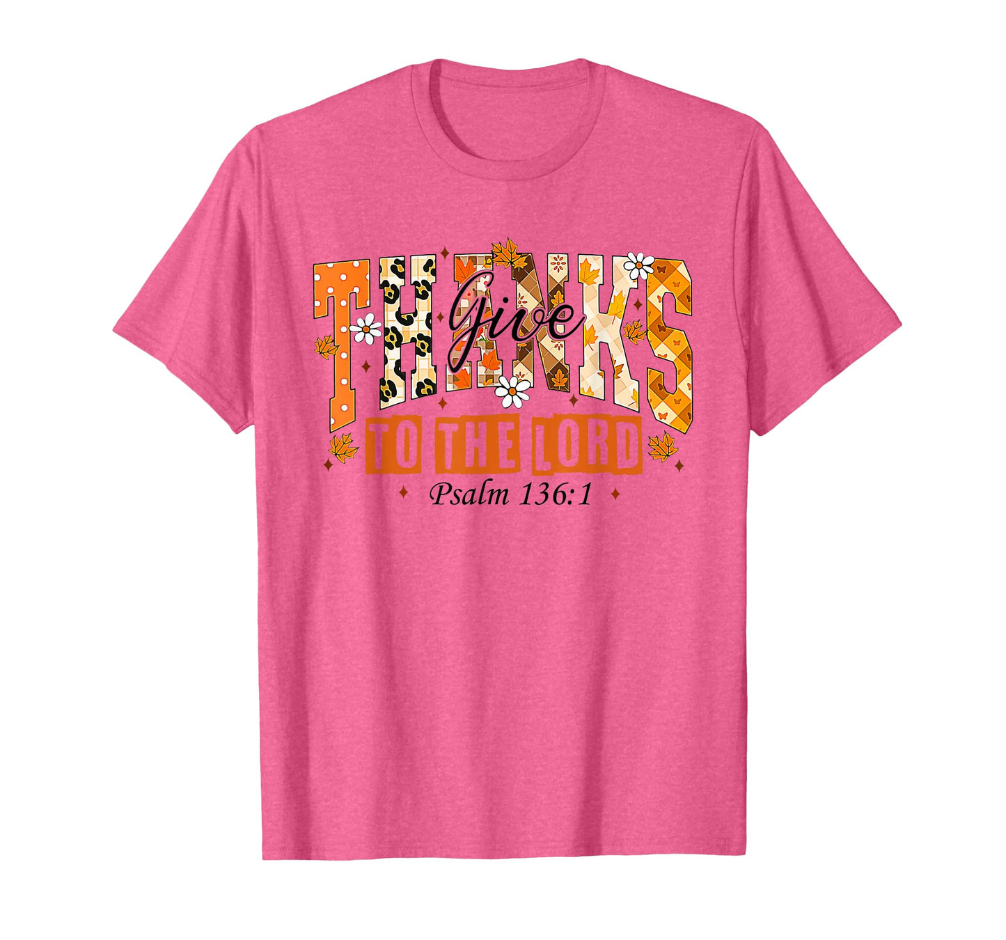 Give Thanks to The Lord Cross Pumpkin Bow Autumn Fall Flower T-Shirt