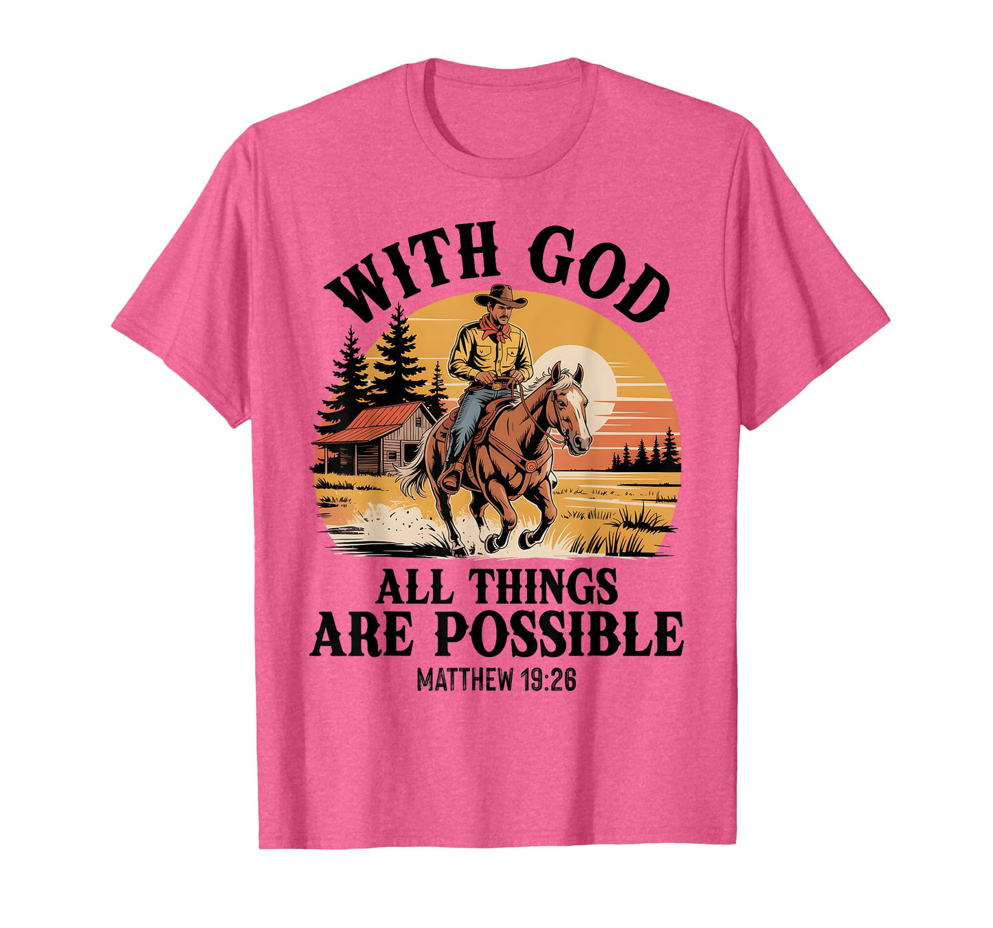 Vintage Cowboy Christian Bible Verse Western Jesus Faith T-Shirt