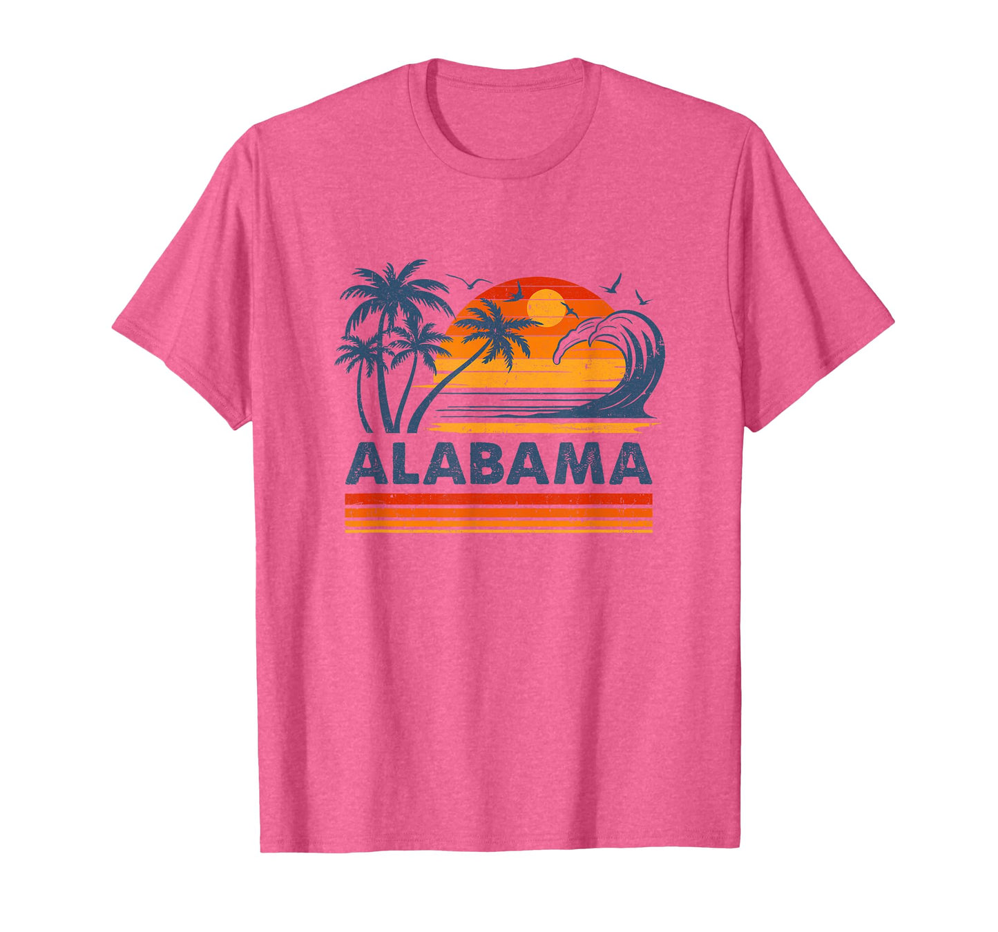 Alabama Vacation Sunset Cute 70S Vintage Retro Beach T-Shirt