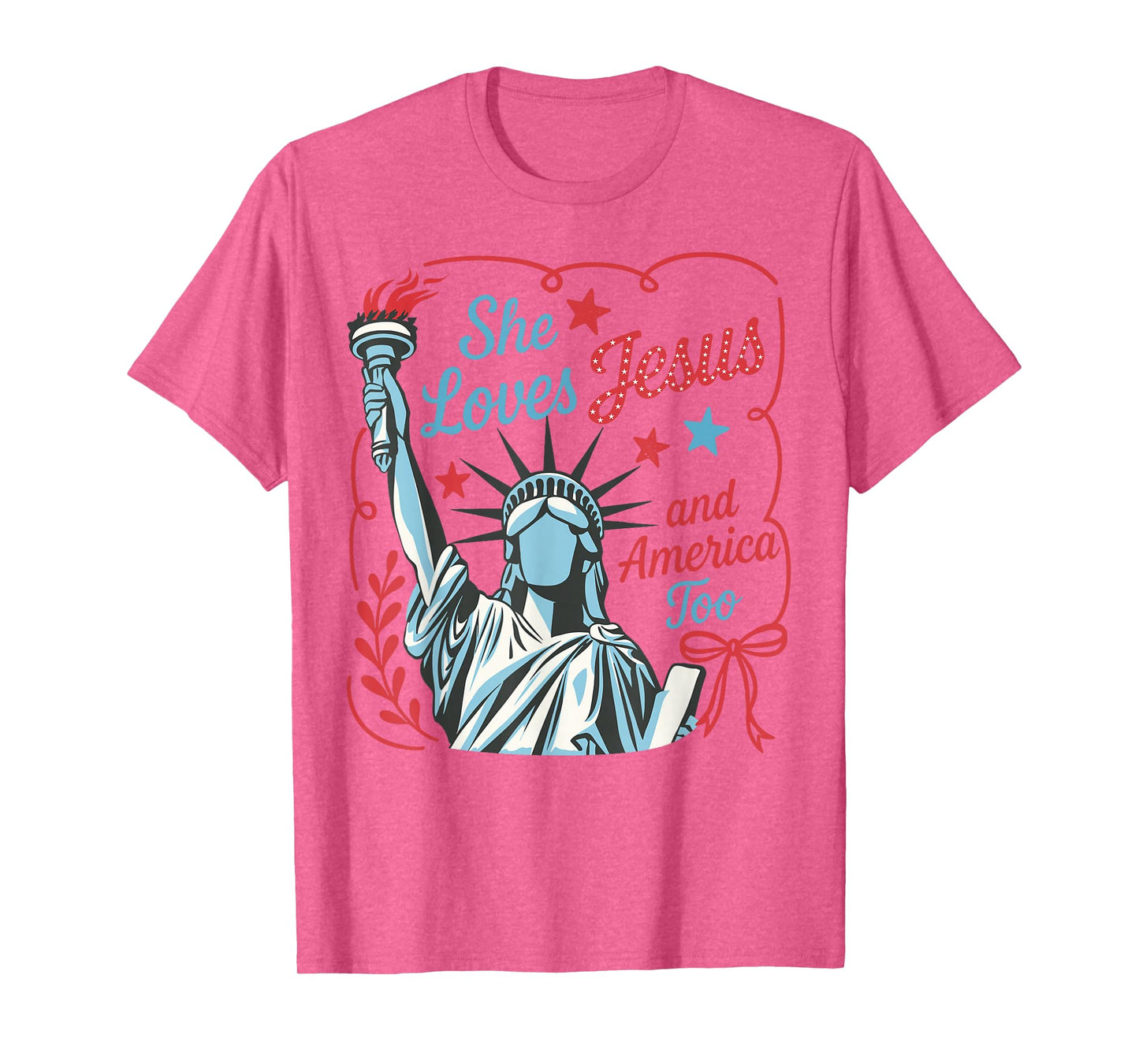4th Of July She Loves Jesus And America Too Christian Faith T-Shirt