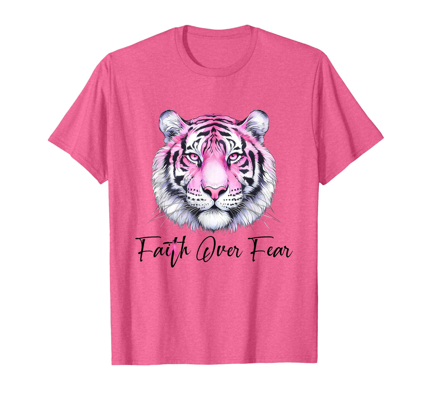 Faith Over Fear Christian Tiger Breast Cancer Awareness T-Shirt