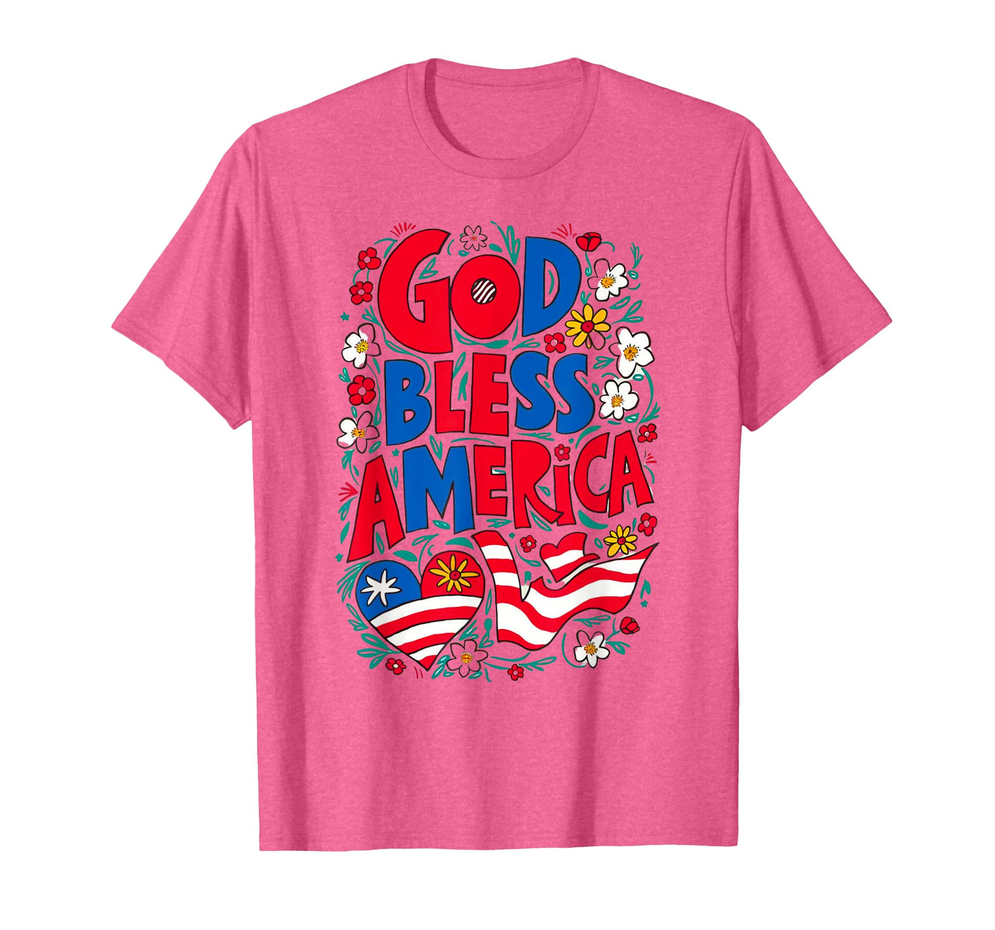 God Bless America Patriotic USA Flag Christian 4th of July T-Shirt