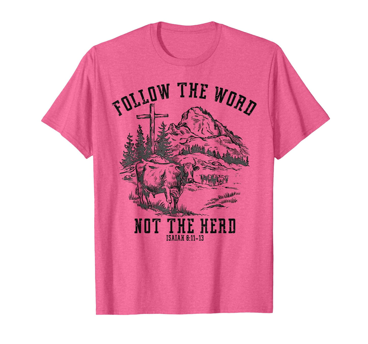 Follow The Word Not The Herd Western Christian Jesus Retro T-Shirt
