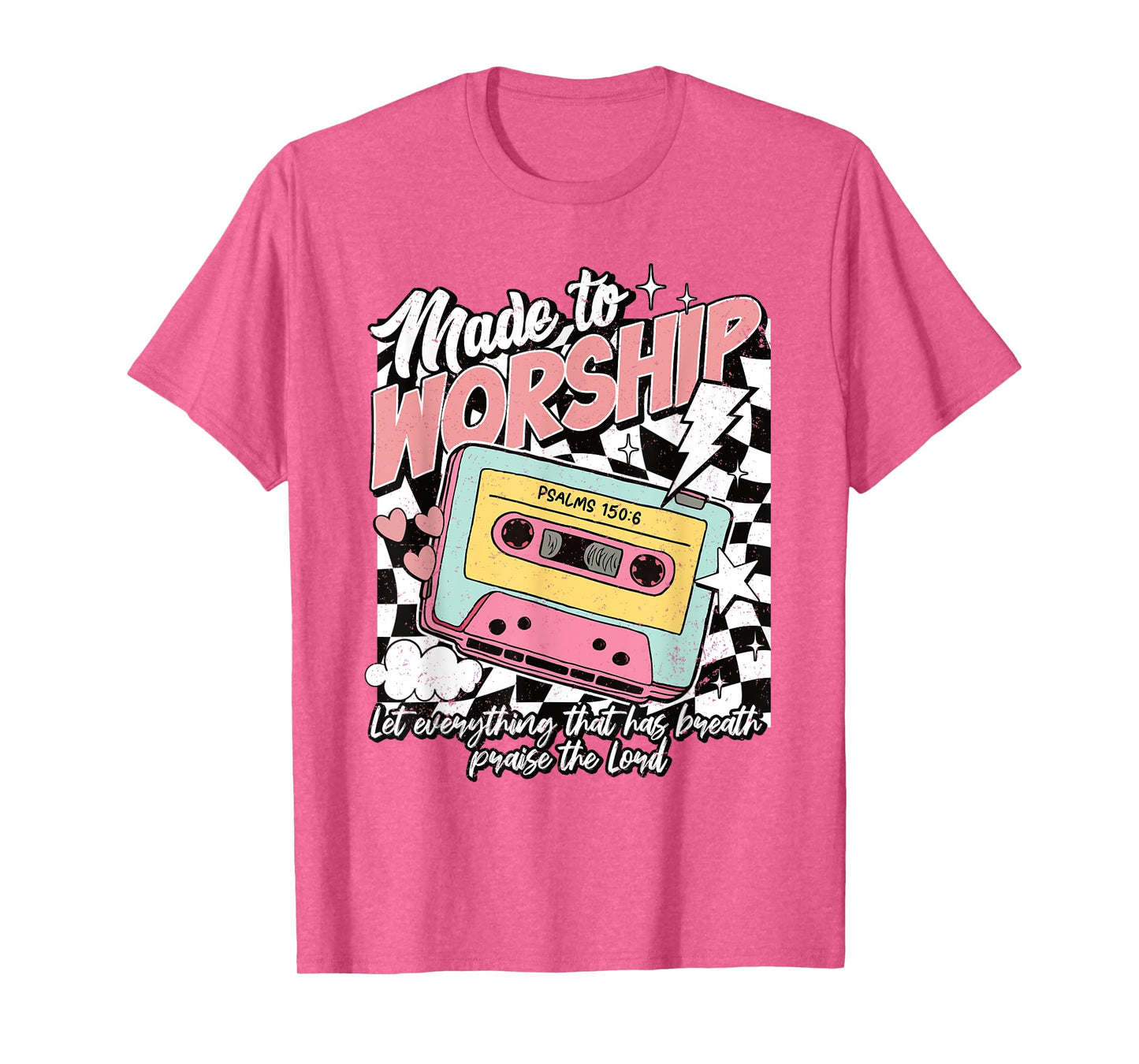 Retro Cassette Made to Worship Psalms 150:6 Christian Music T-Shirt
