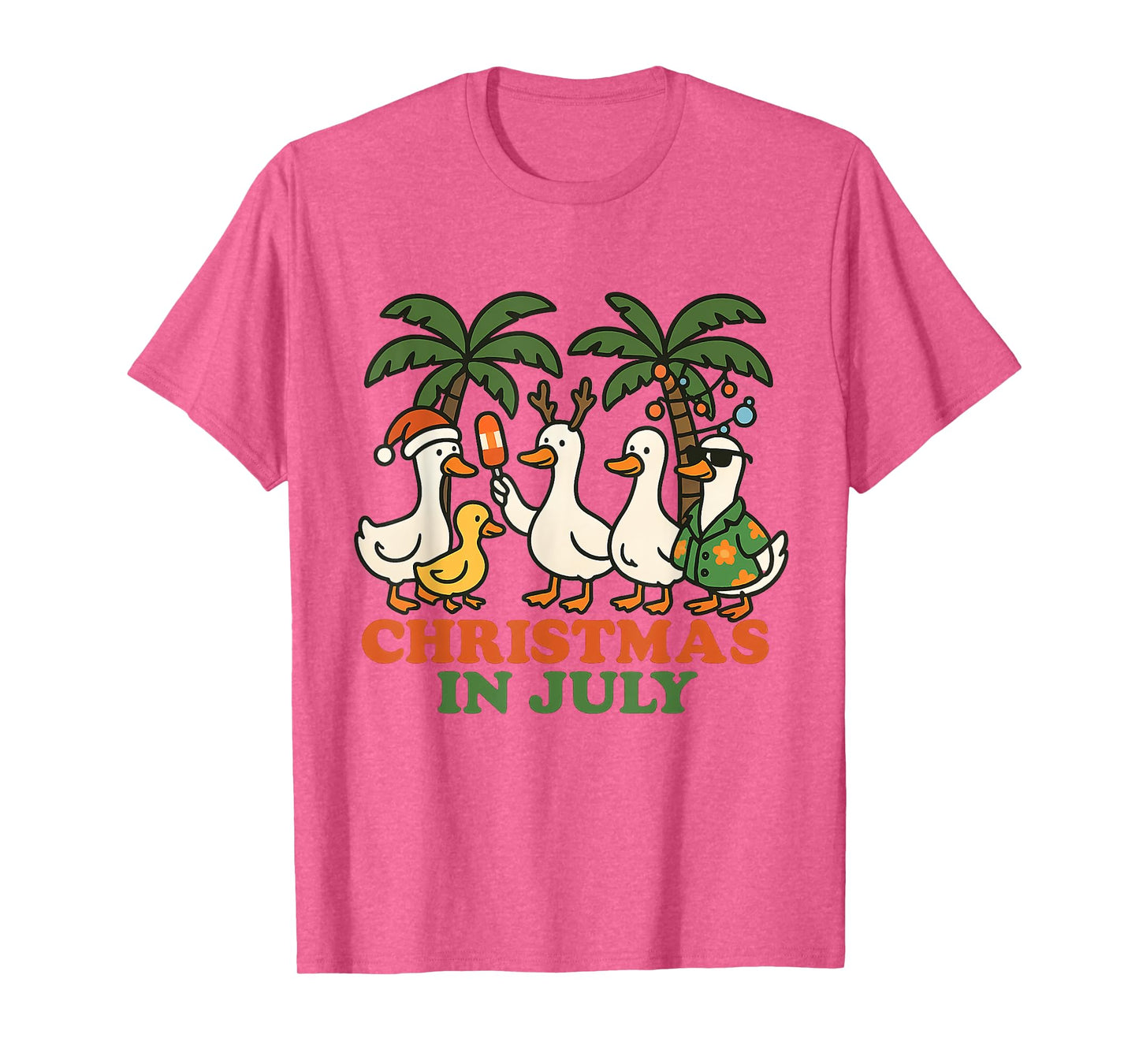 Christmas in July Funny Ducks Tropical Holiday Summer T-Shirt