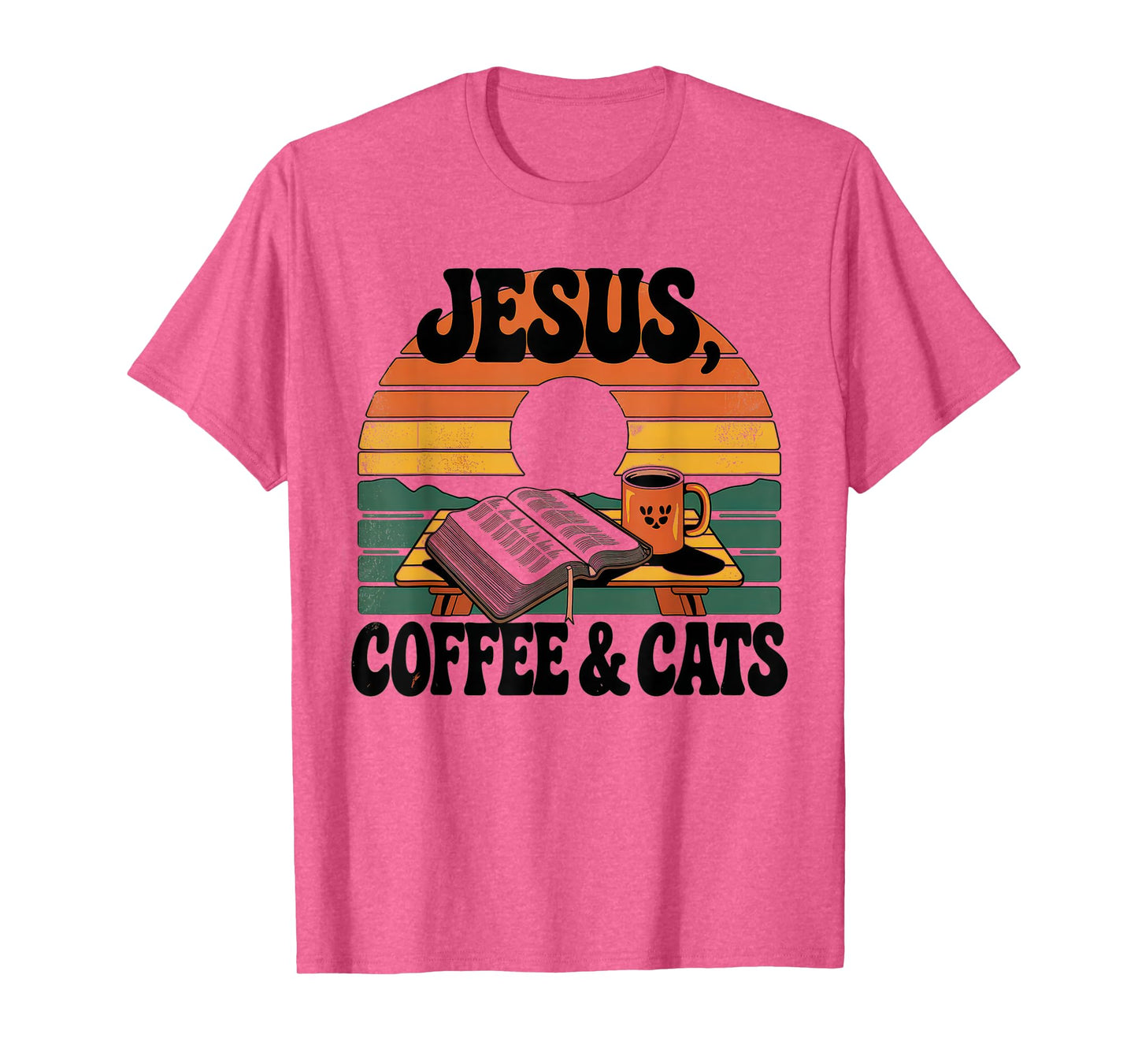 Jesus Coffee Cats Funny Cute Design Jesus Lovers Christian T-Shirt