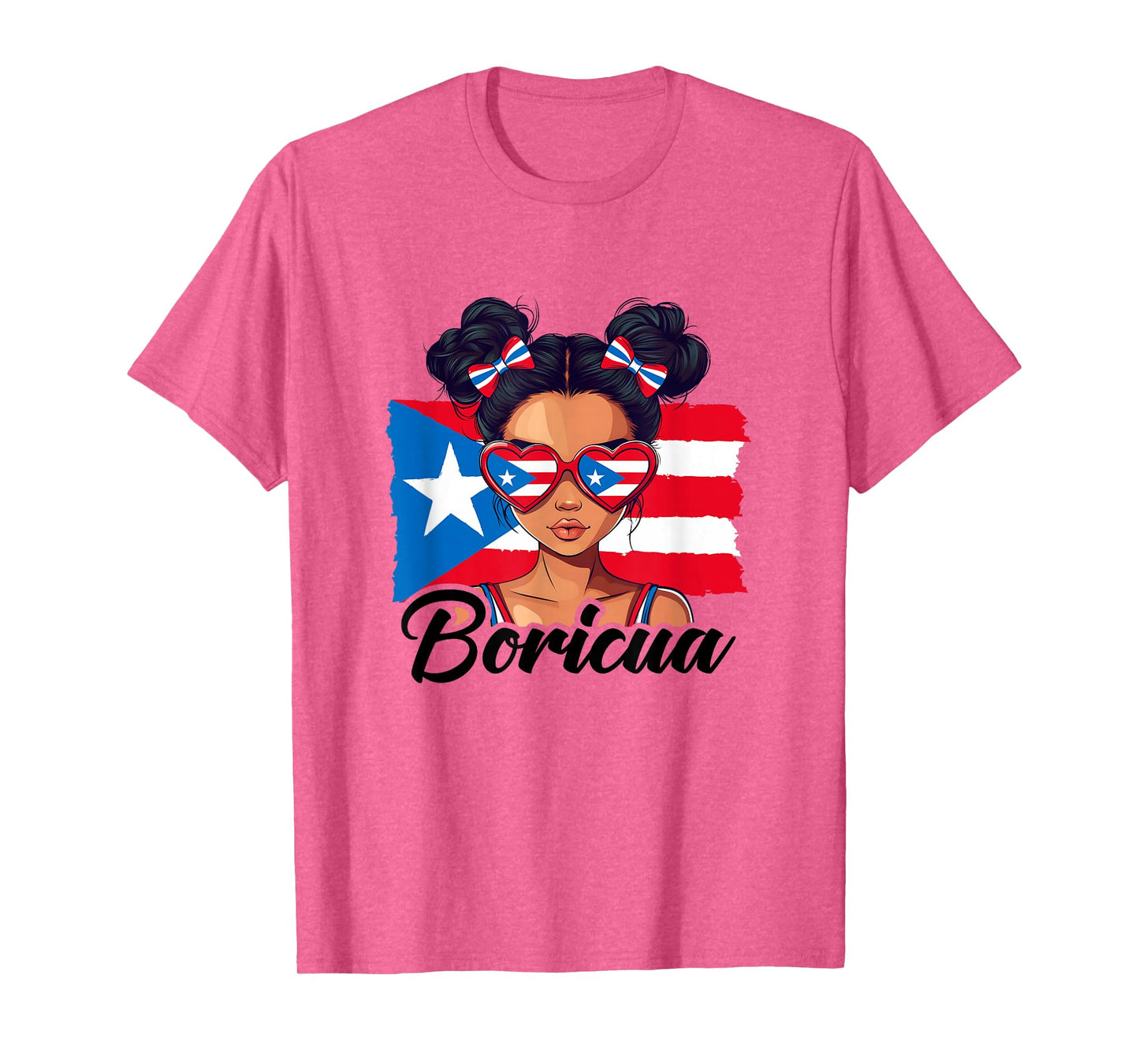 Puerto Rico Hispanic Heritage Messy Bun Puerto Rican Girls T-Shirt