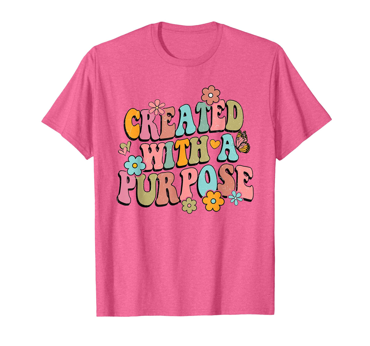 Retro Boho Created With a Purpose Religious Bible Christian T-Shirt