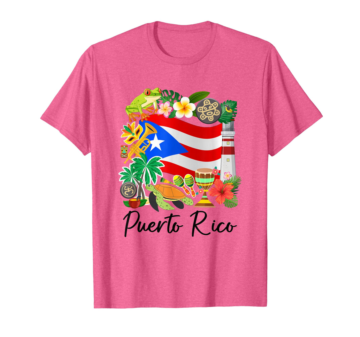 Puerto Rico Flag Floral Frog Boricua Women Hispanic Heritage T-Shirt