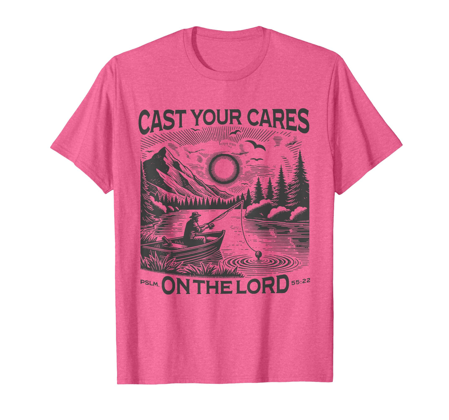 Cast Your Cares On The Lord Man Christian Fishing Fisherman T-Shirt
