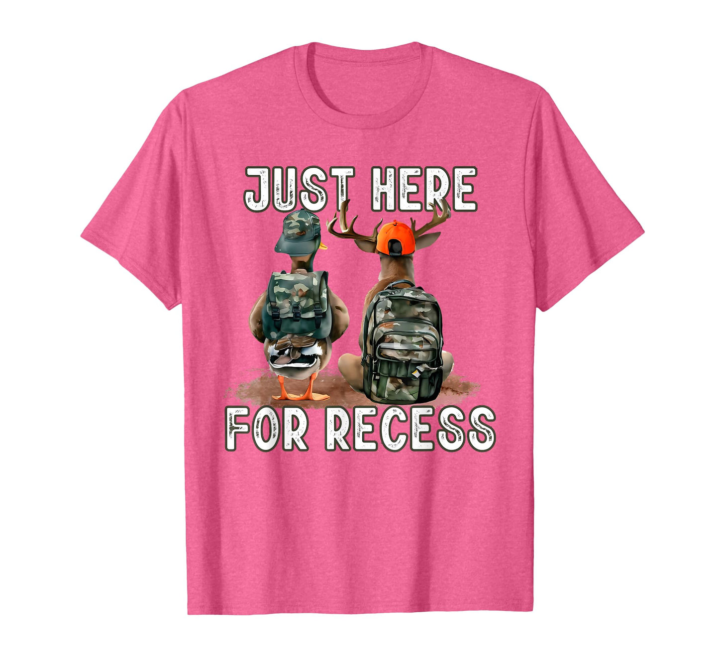 Just Here for Recess Back to School Deer Hunting Duck Funny T-Shirt