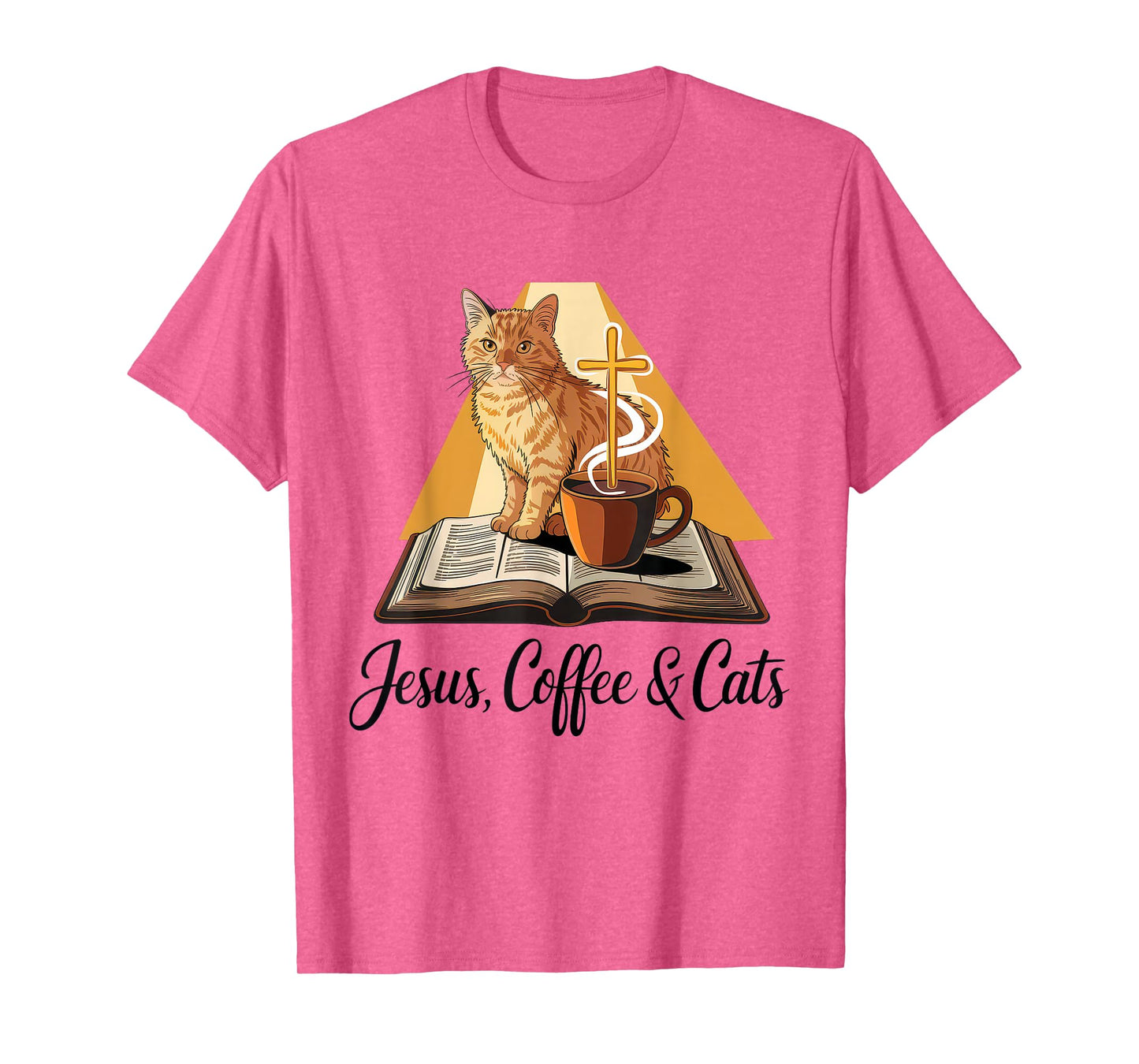Jesus Coffee Cats Funny Cute Design Jesus Lovers Christian T-Shirt