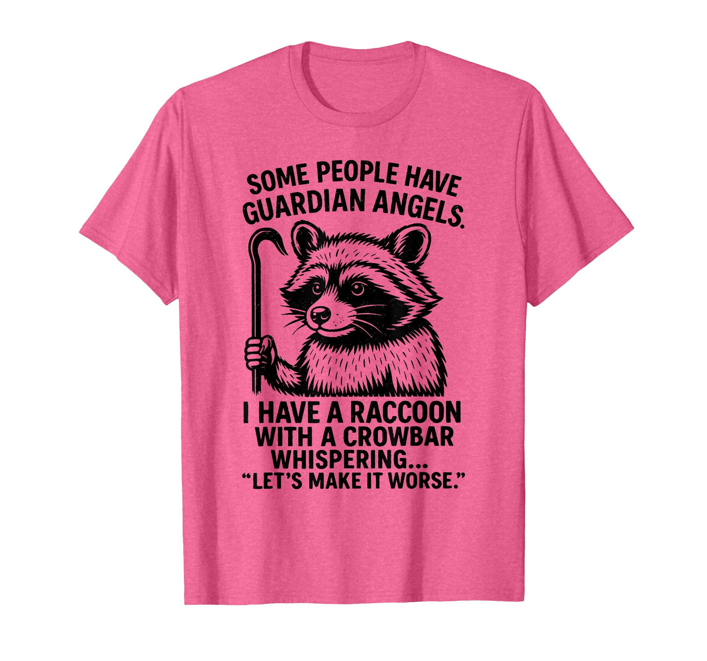 Funny Retro Raccoon Crowbar Meme Guardian Angel Parody T-Shirt