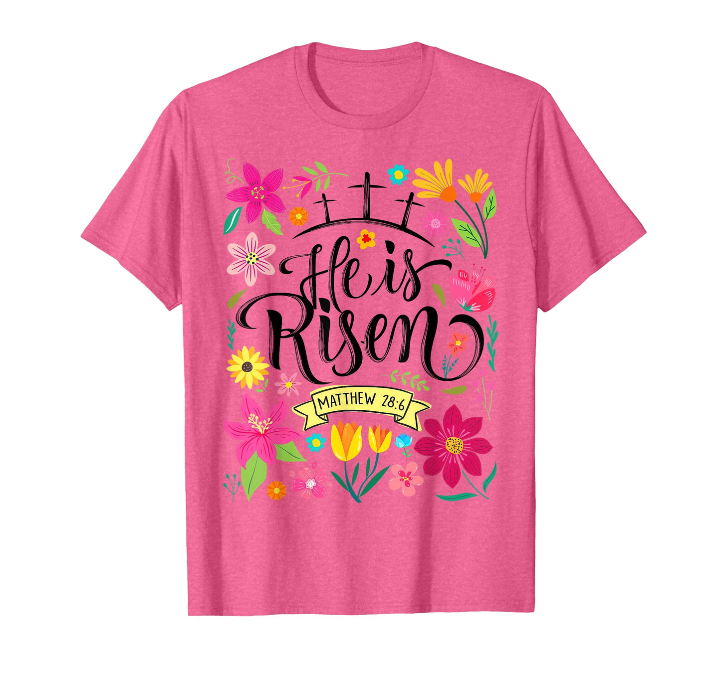 He Is Risen Mattew 28:6 Boho Floral Christian Easter T-Shirt