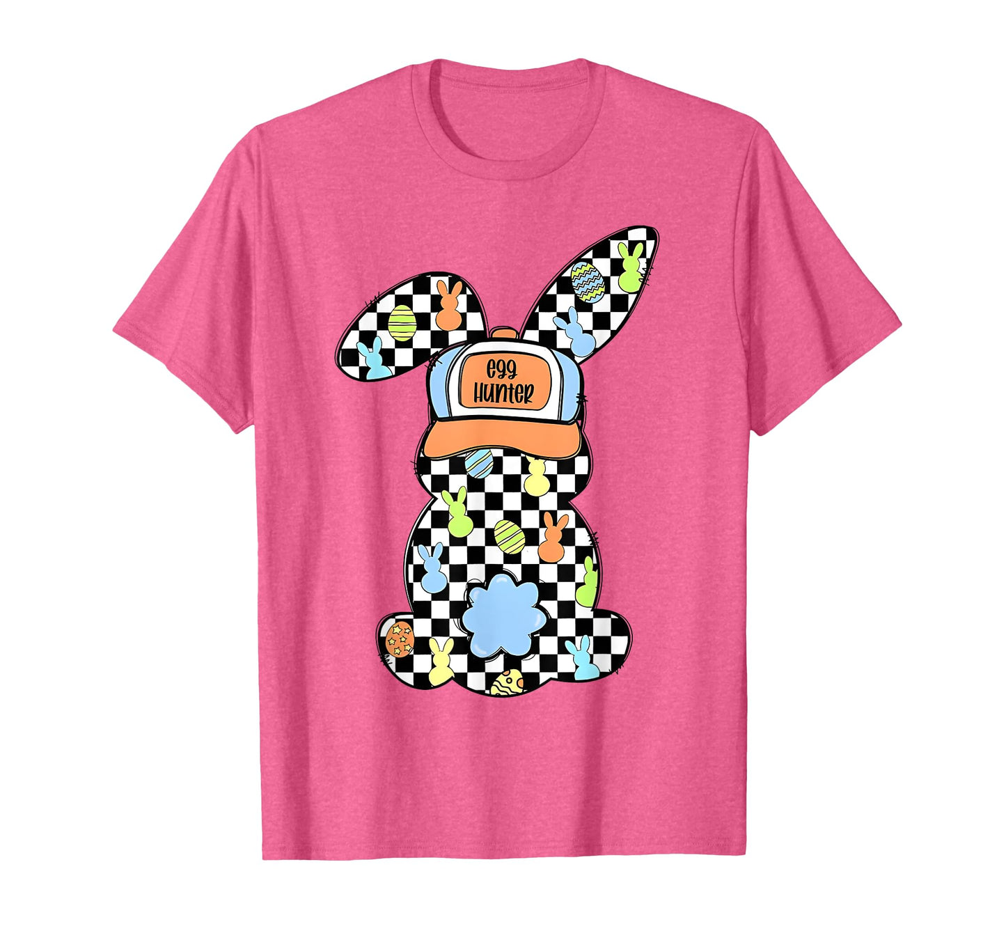 Checkered Bunny Easter Day Coquette Bows Rabbit Happy Easter T-Shirt
