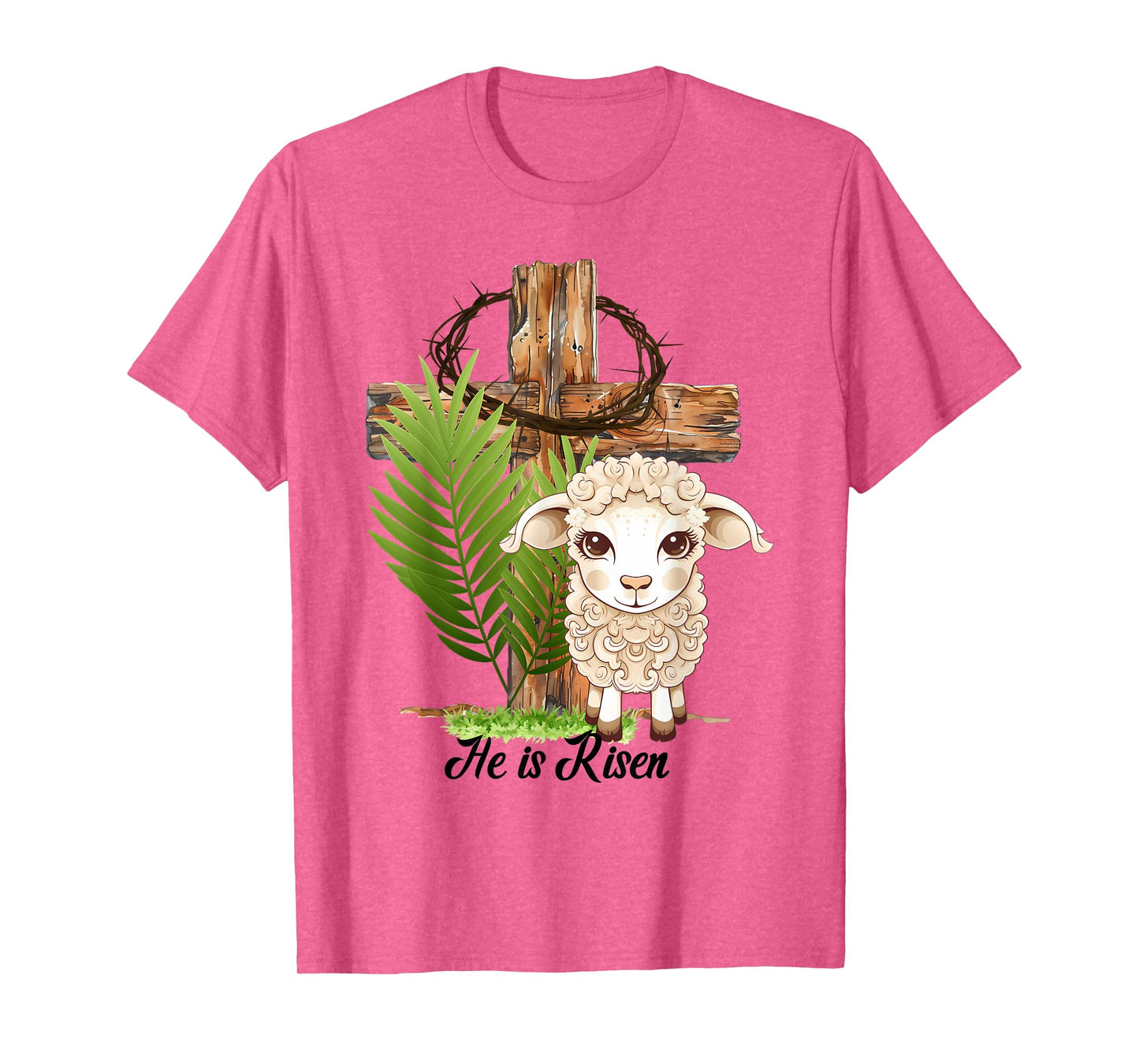 Jesus He is Risen Lamb Cross Crown of Thorns Easter T-Shirt