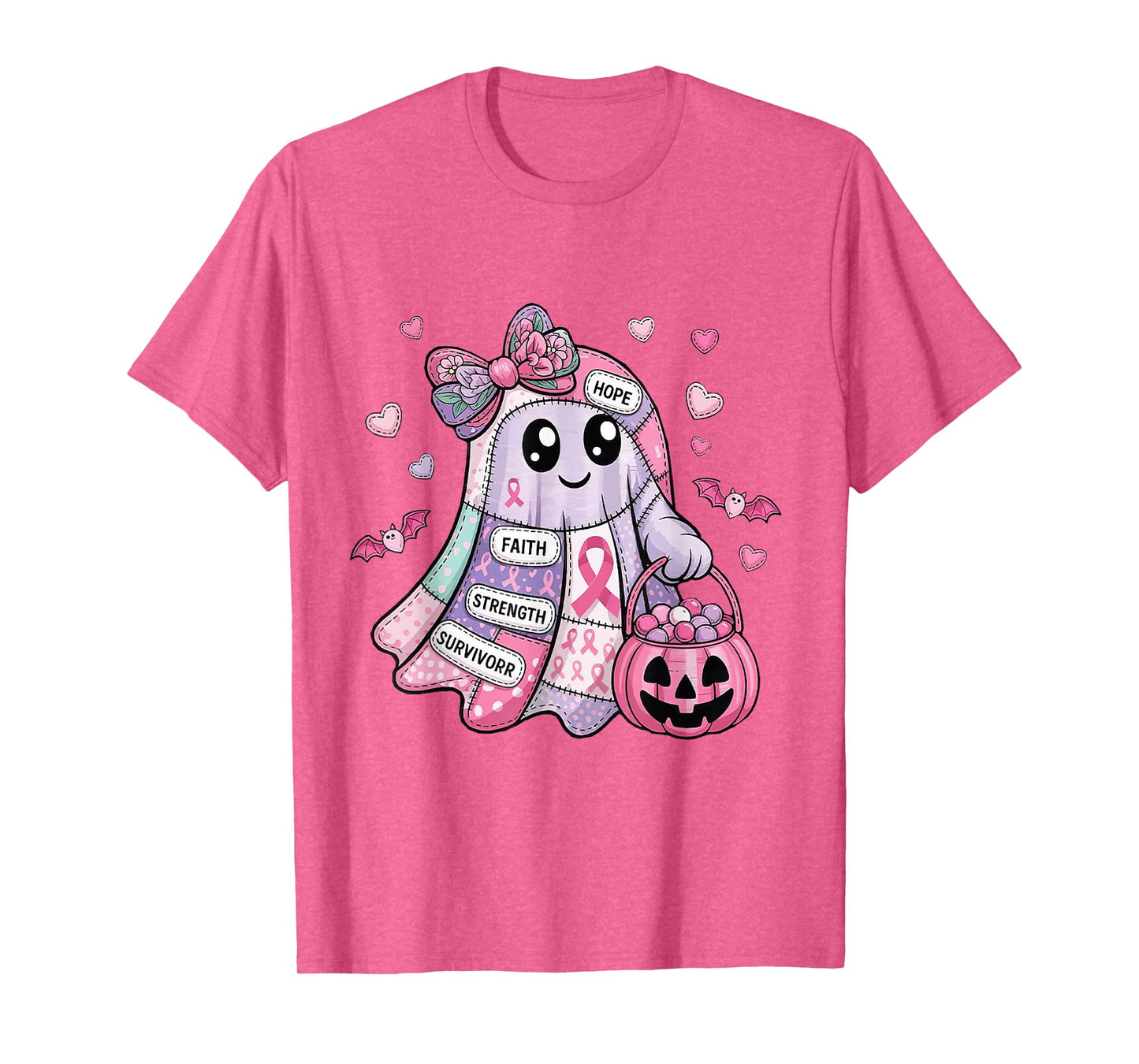in October We Wear Pink Coquette Bow Ghost Pumpkin Halloween T-Shirt