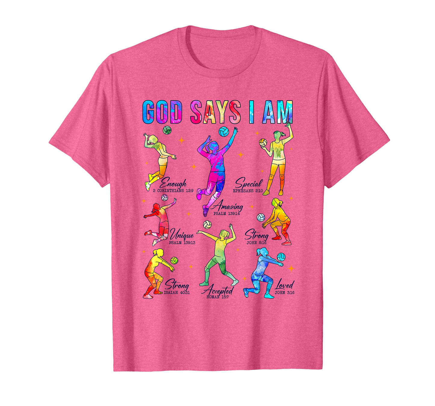 Christian God Says I Am Bible Verse Tie Dye Volleyball Girls T-Shirt