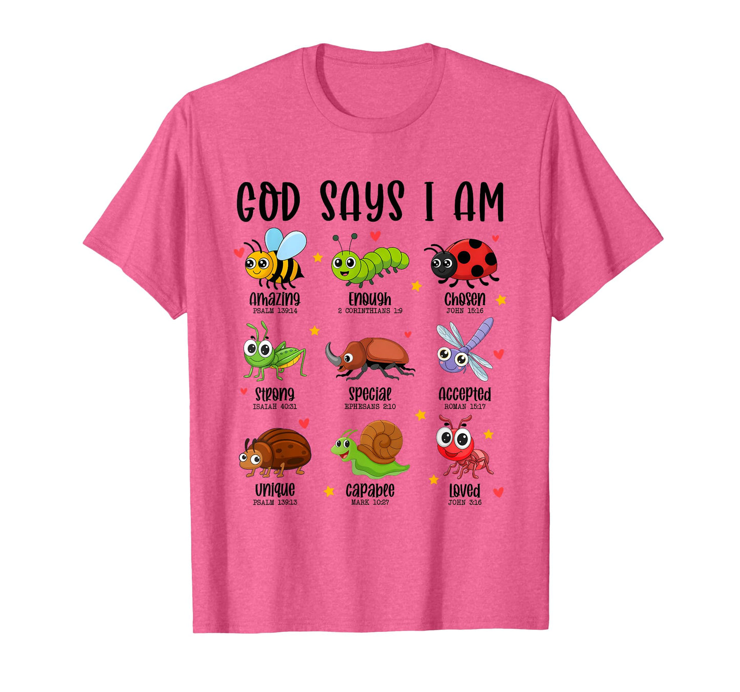 God Says I Am Christian Boys Kids Bug Hunter Hunting Bugs T-Shirt