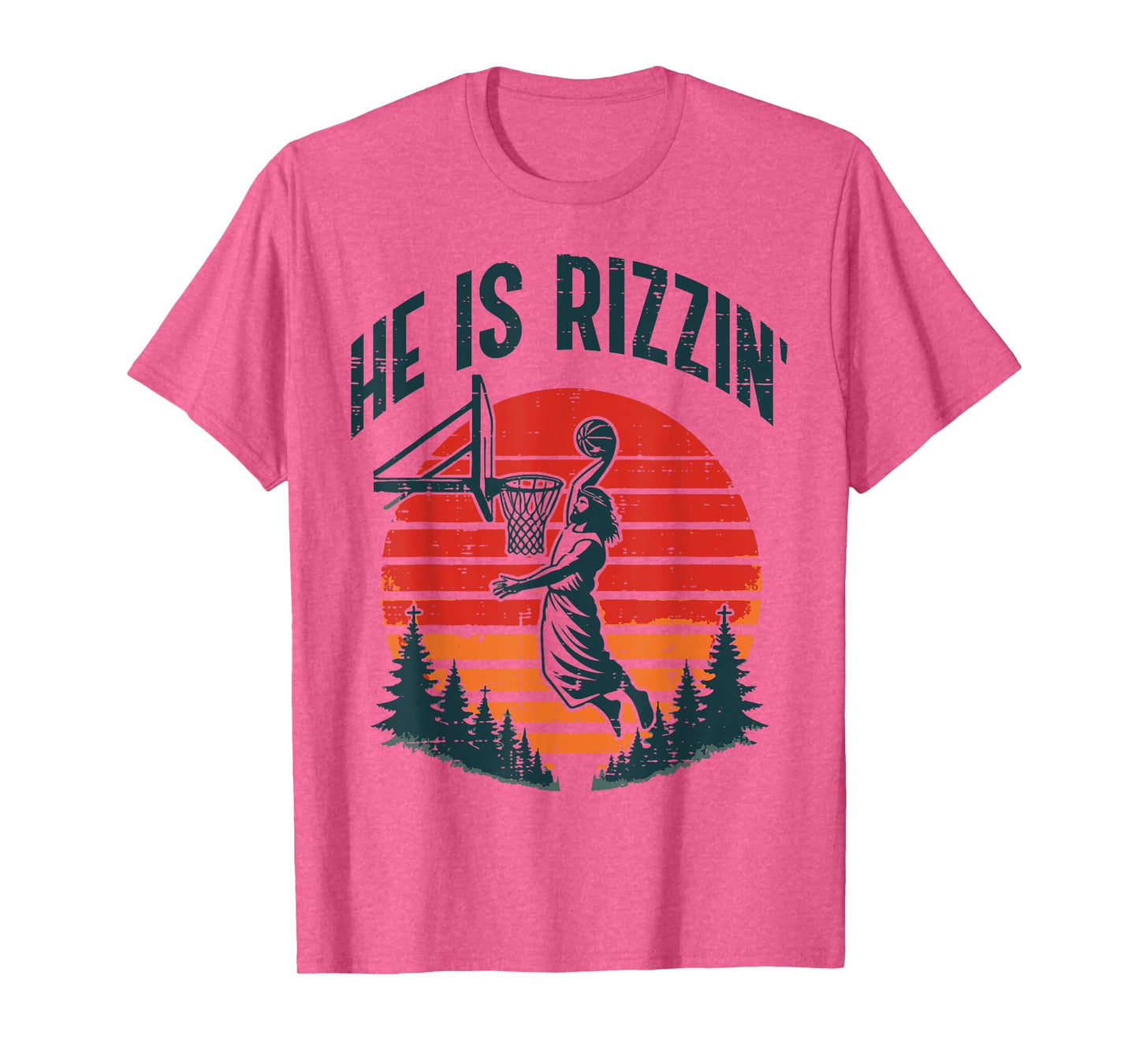 Easter He Is Rizzin Retro Basketball Religious Men Boys Kids T-Shirt