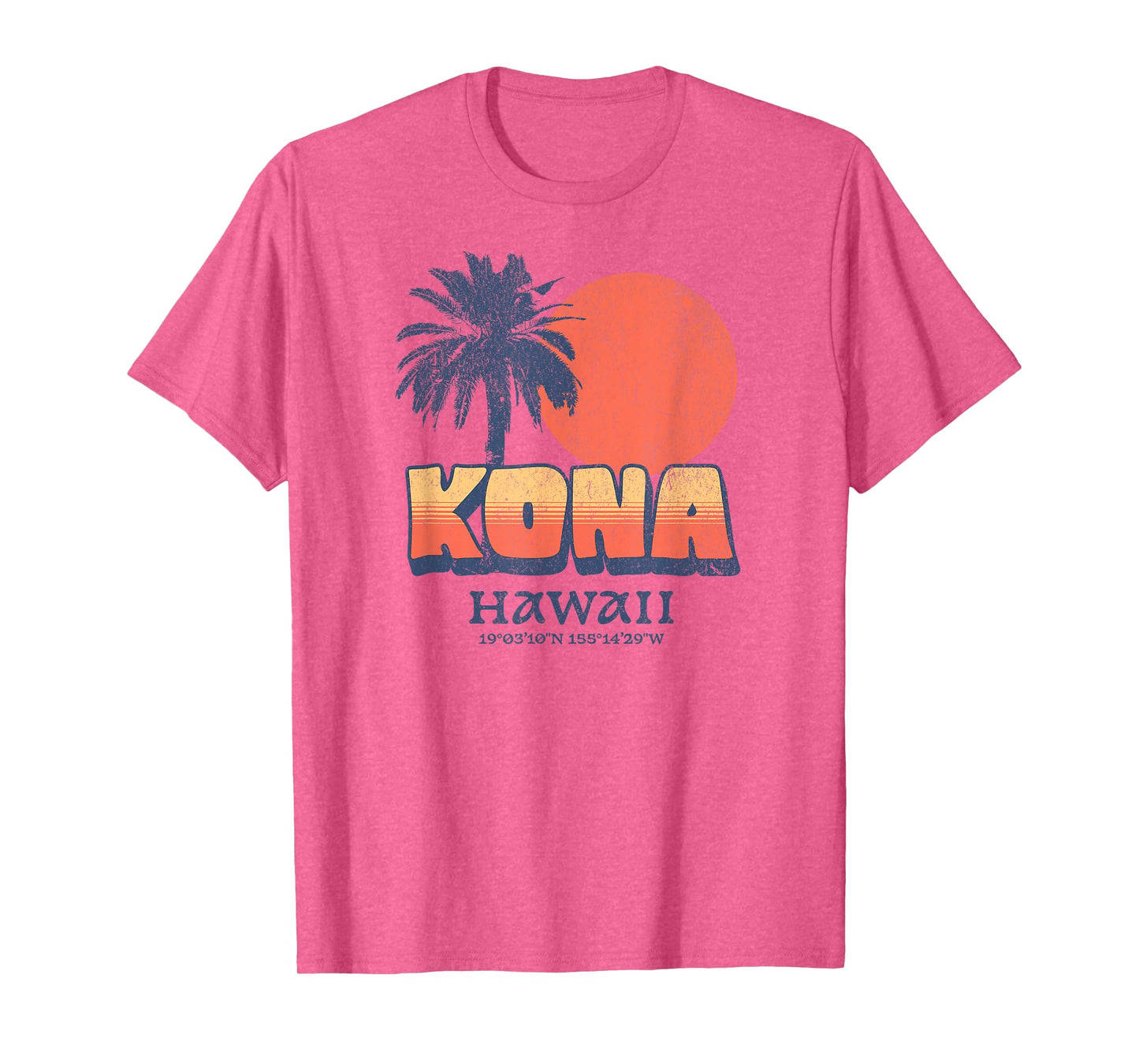 Kona Hawaii Retro Sunset Palm Tree Cute Hawaiian Beach T-Shirt