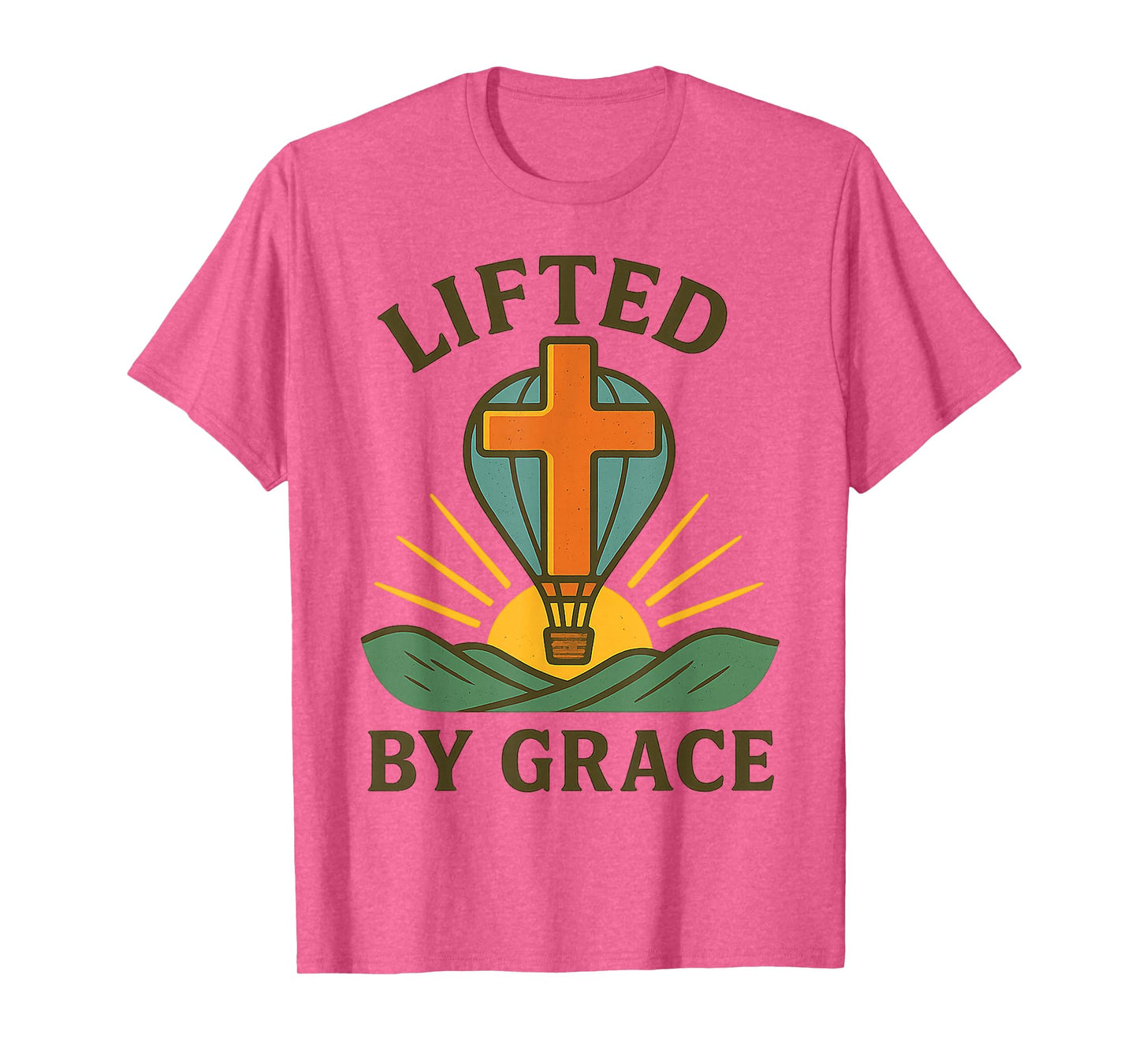 Christian Lifted by Grace Hot Air Balloon Cross Sunrise T-Shirt