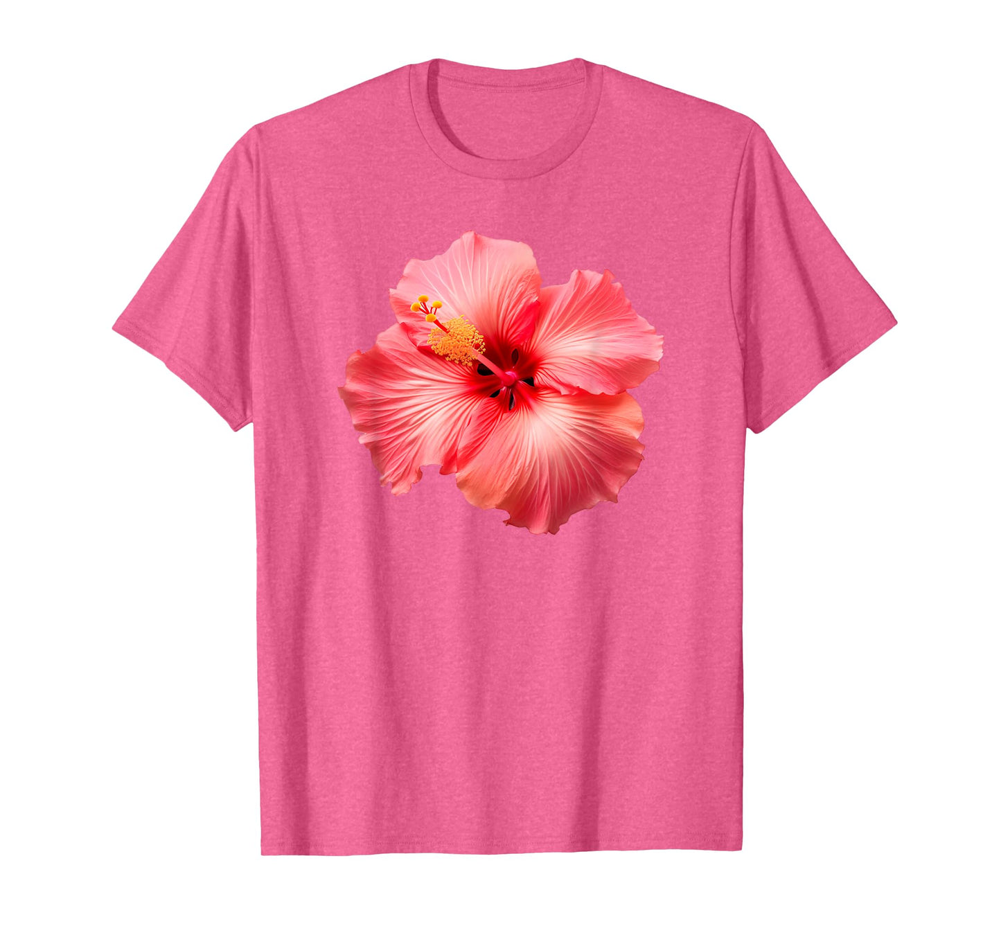 Flirty Pink Hibiscus Flower Vintage Hawaiian T-Shirt