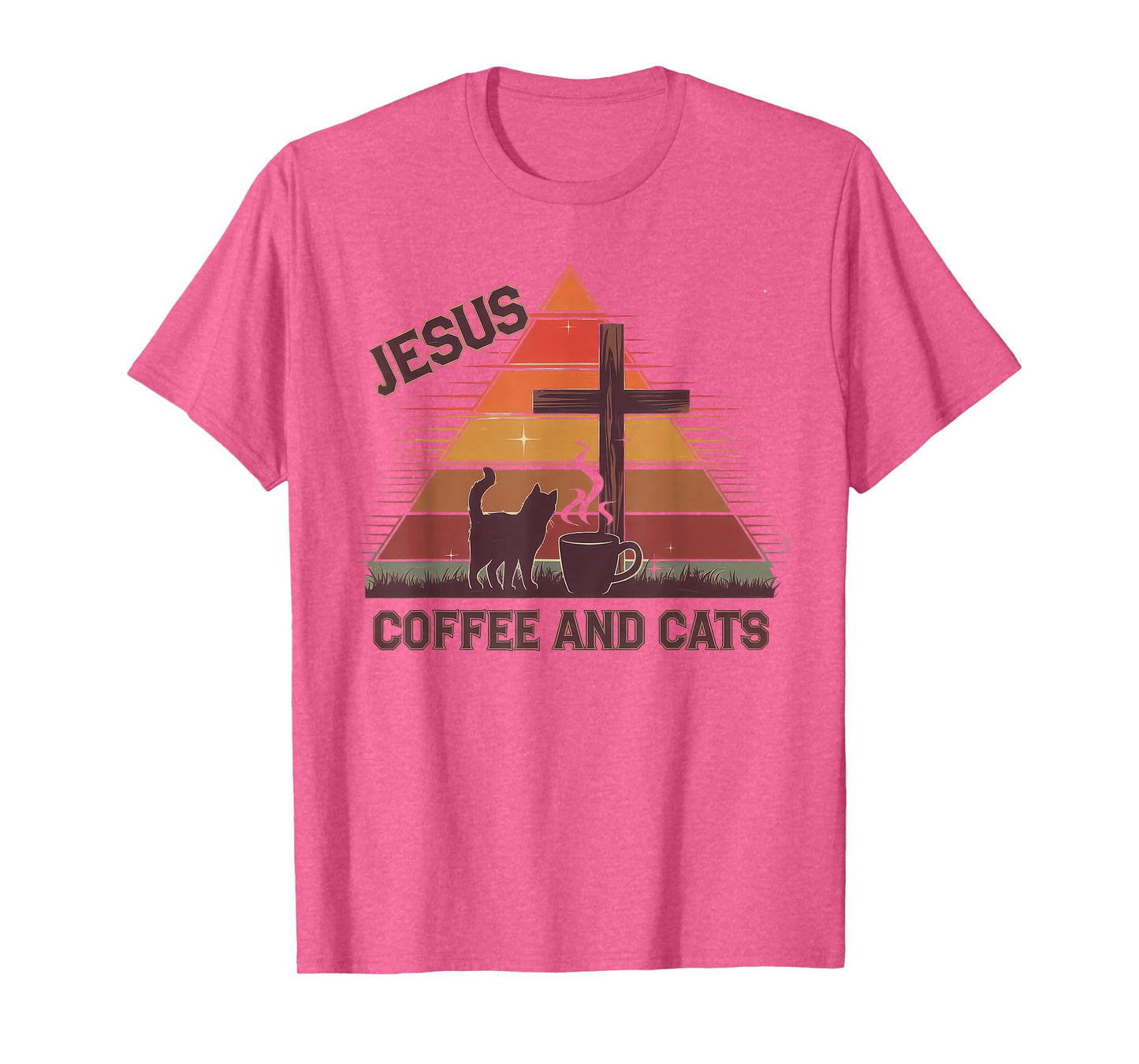 Jesus Coffee Cats Funny Cute Design Jesus Lovers Christian T-Shirt
