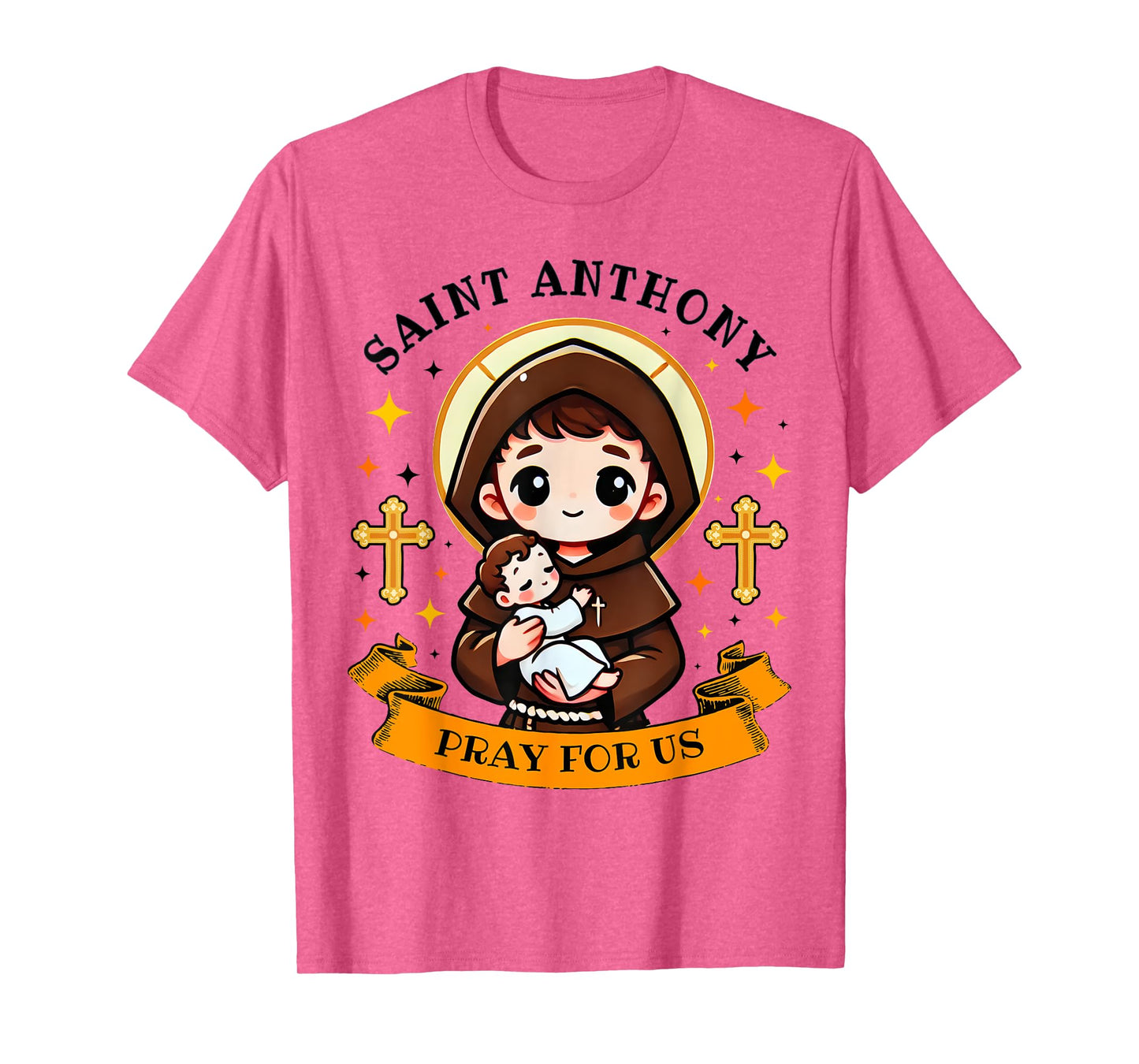 St. Anthony Pray For Us Holding Jesus Catholic Saint Kids T-Shirt