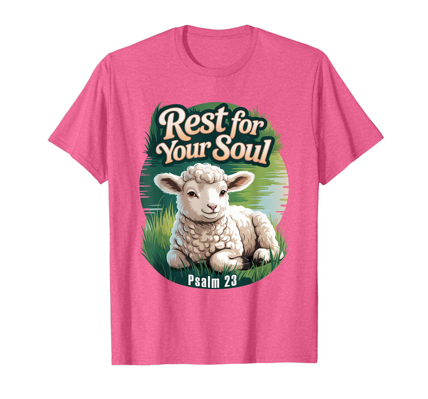 Psalm 23 Lamb Lying Down by Still Water T-Shirt