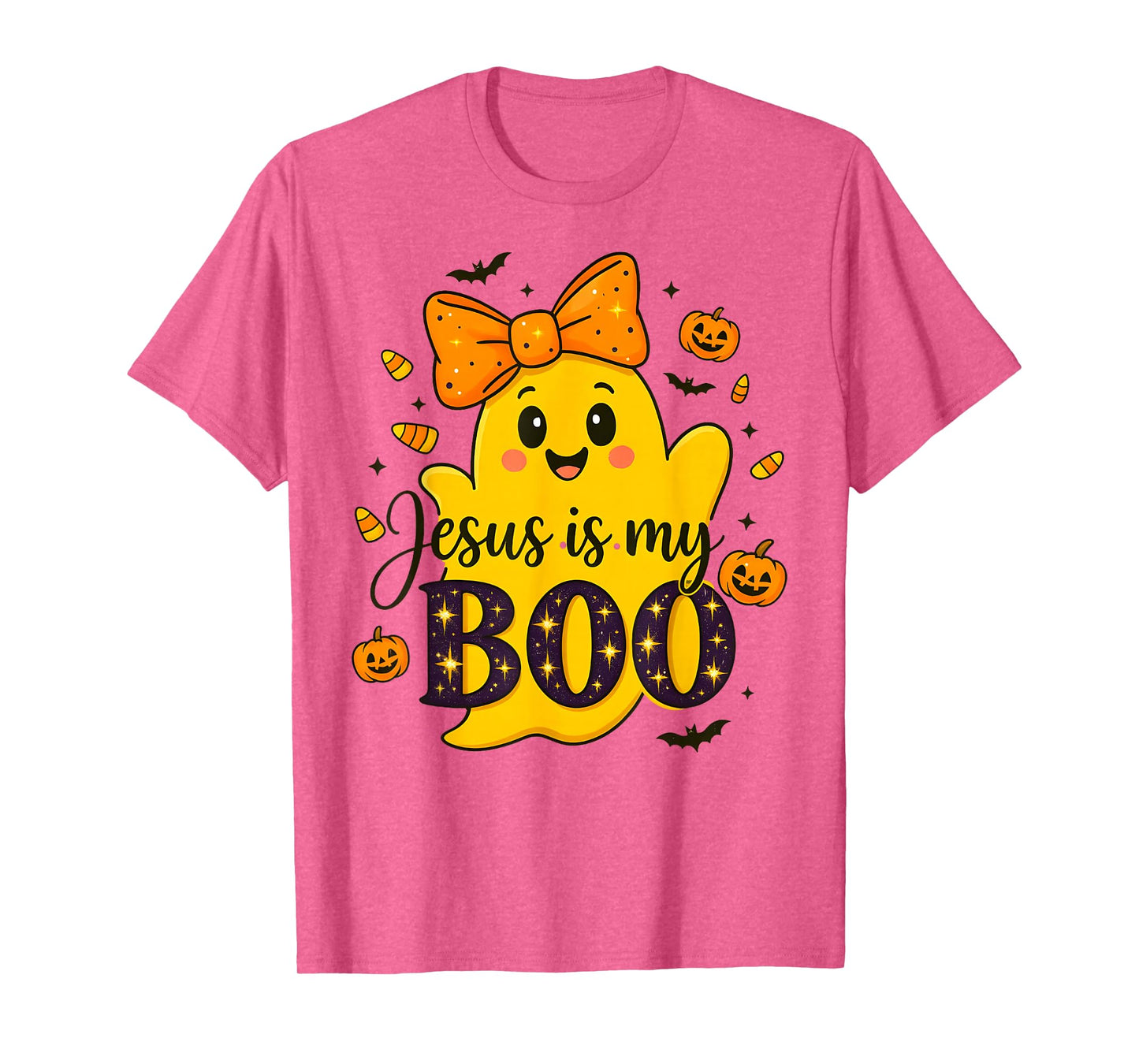 Jesus is My Boo Christian Halloween Ghost Bow Women Kids T-Shirt
