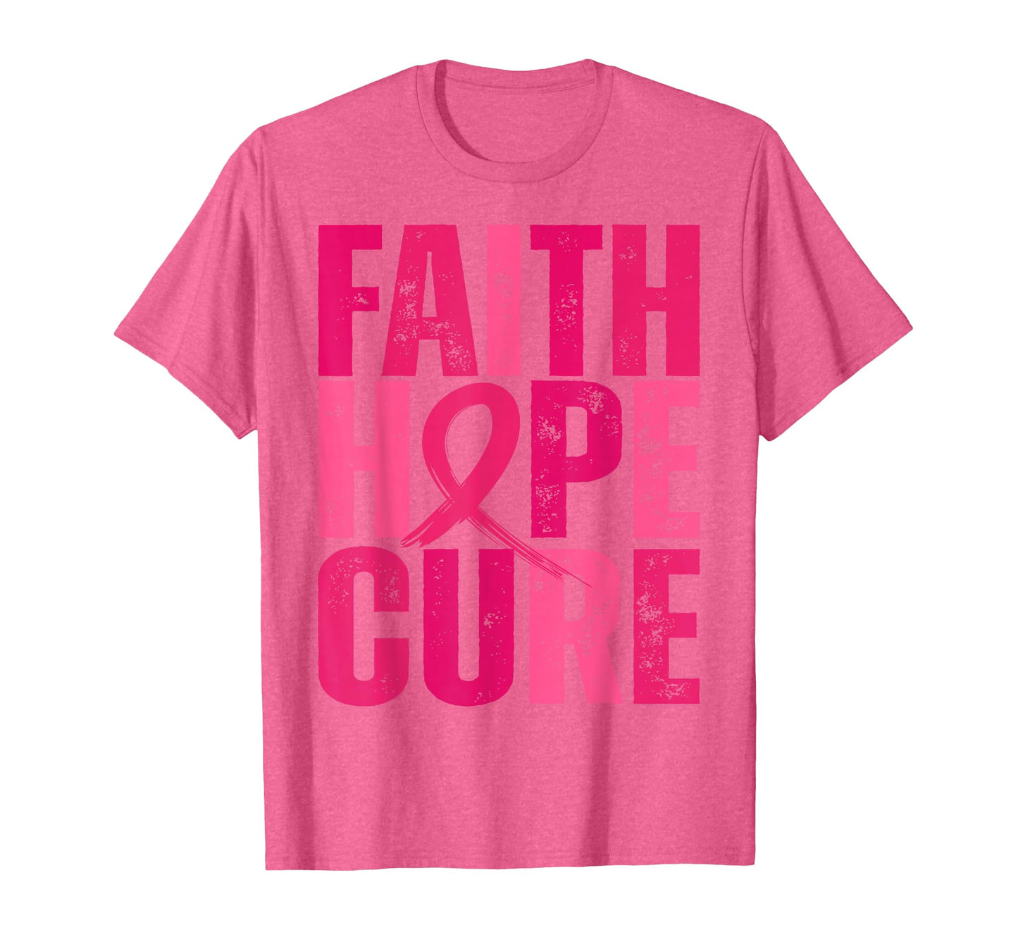 Retro Faith Hope Cure Pink Ribbon Breast Cancer Awareness T-Shirt