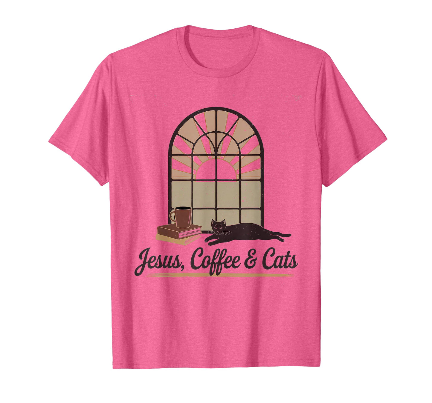 Jesus Coffee Cats Funny Cute Design Jesus Lovers Christian T-Shirt