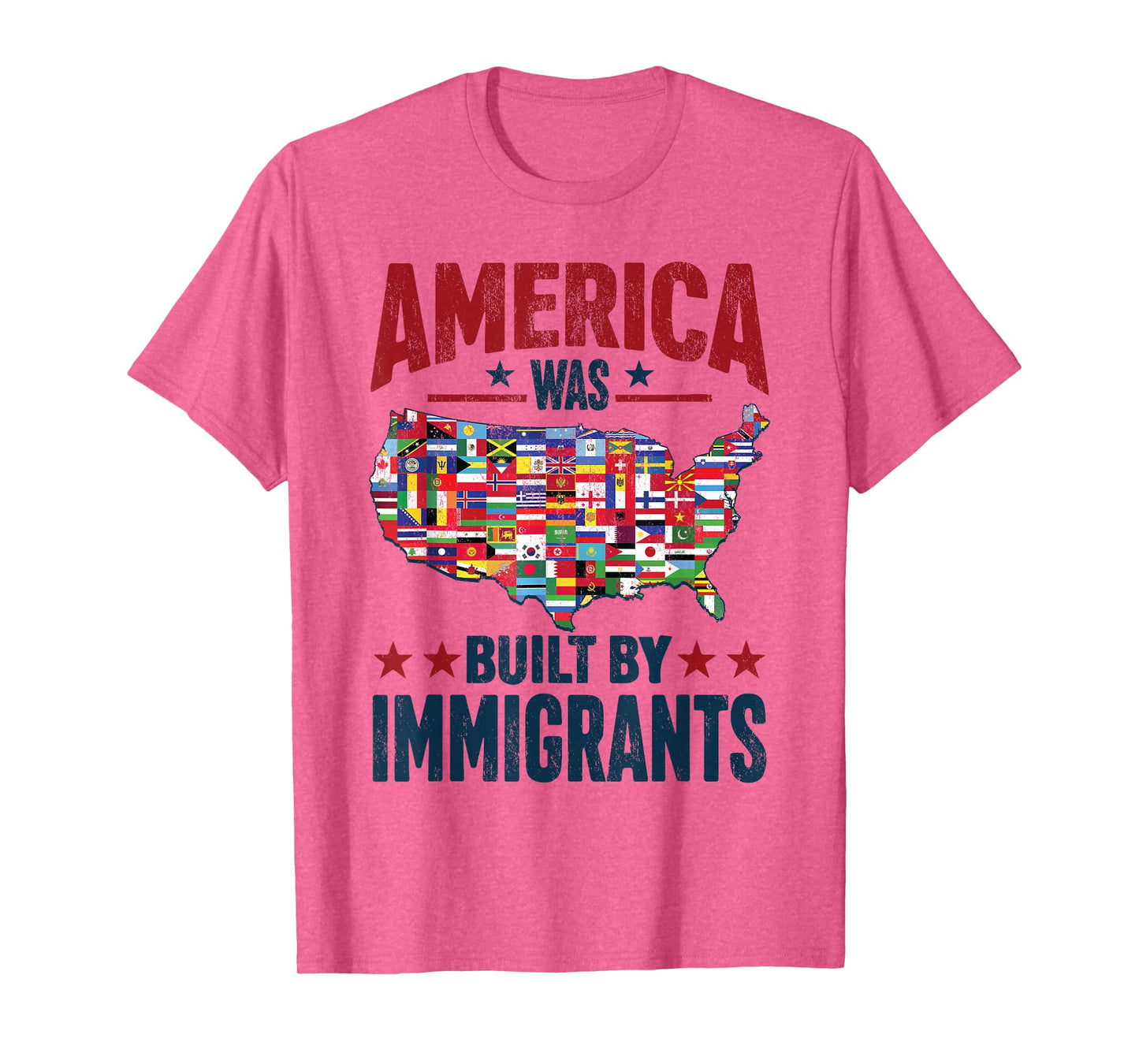 America Was Built by Immigrants USA Flag Map Patriotic Pride T-Shirt