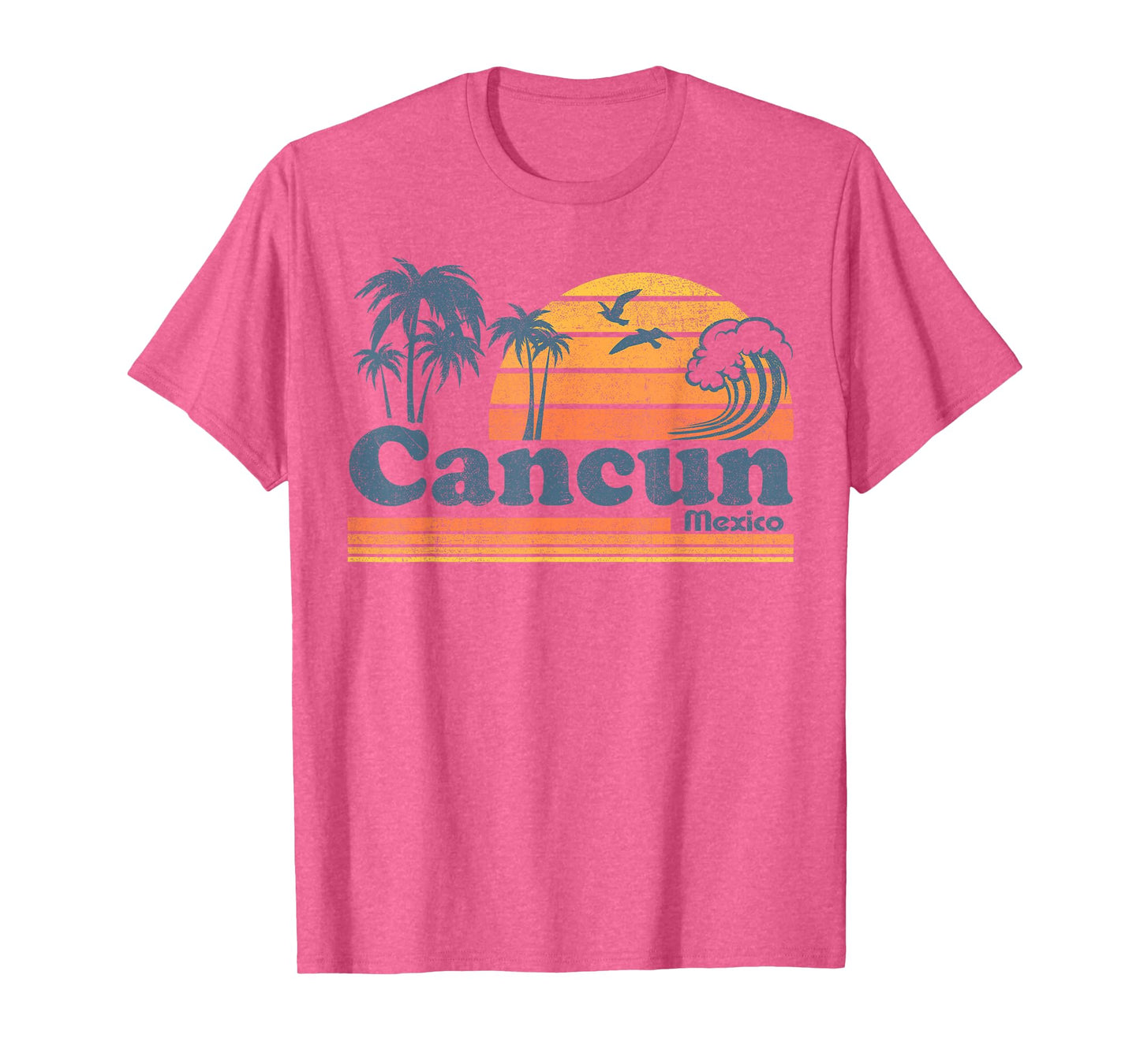 Cancun Mexico Beach Summer Vacation Sun Vintage 70's Retro T-Shirt