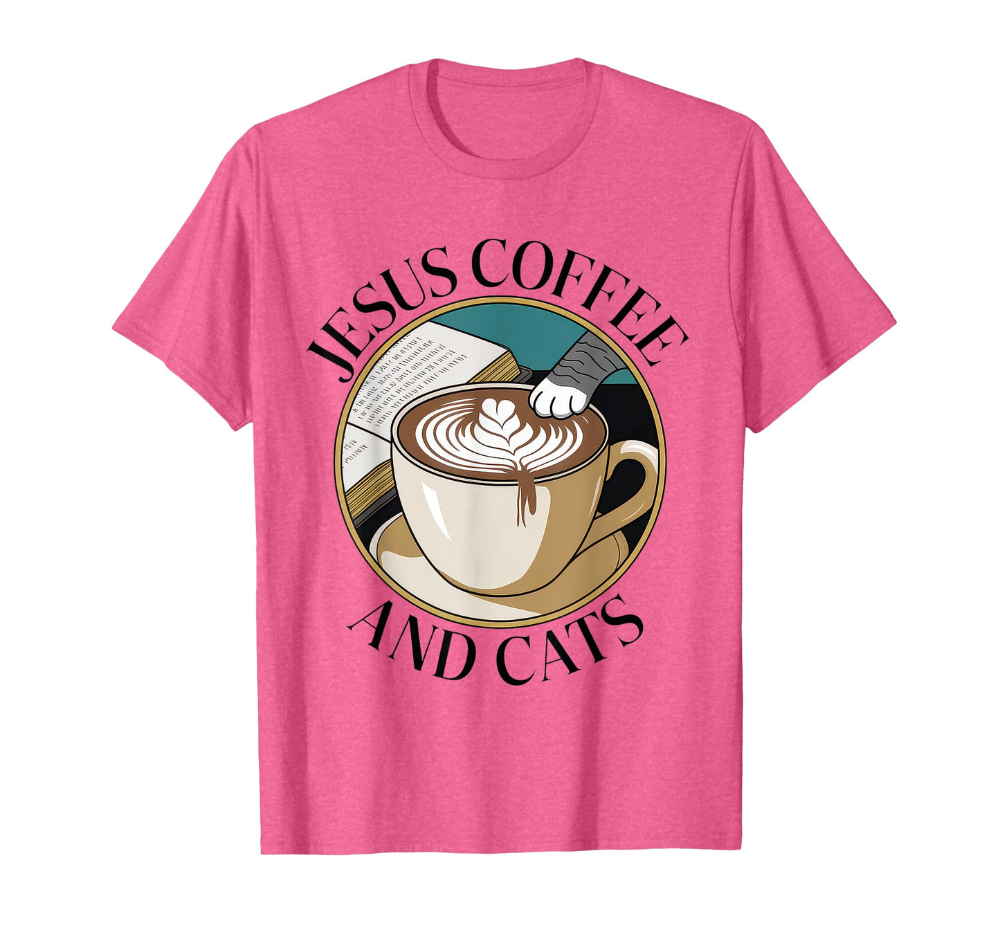 Jesus Coffee Cats Funny Cute Design Jesus Lovers Christian T-Shirt