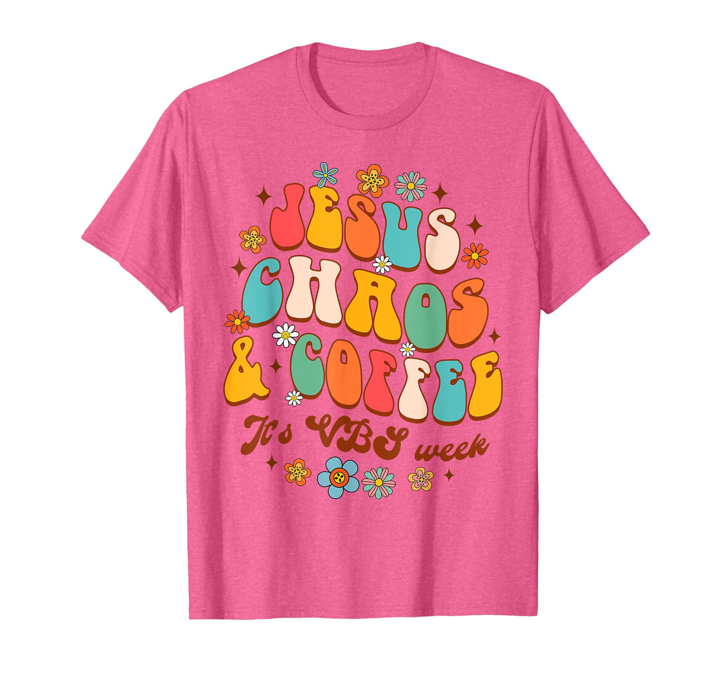 Christian Religious Funny Jesus Chaos Coffee It's VBS Week T-Shirt
