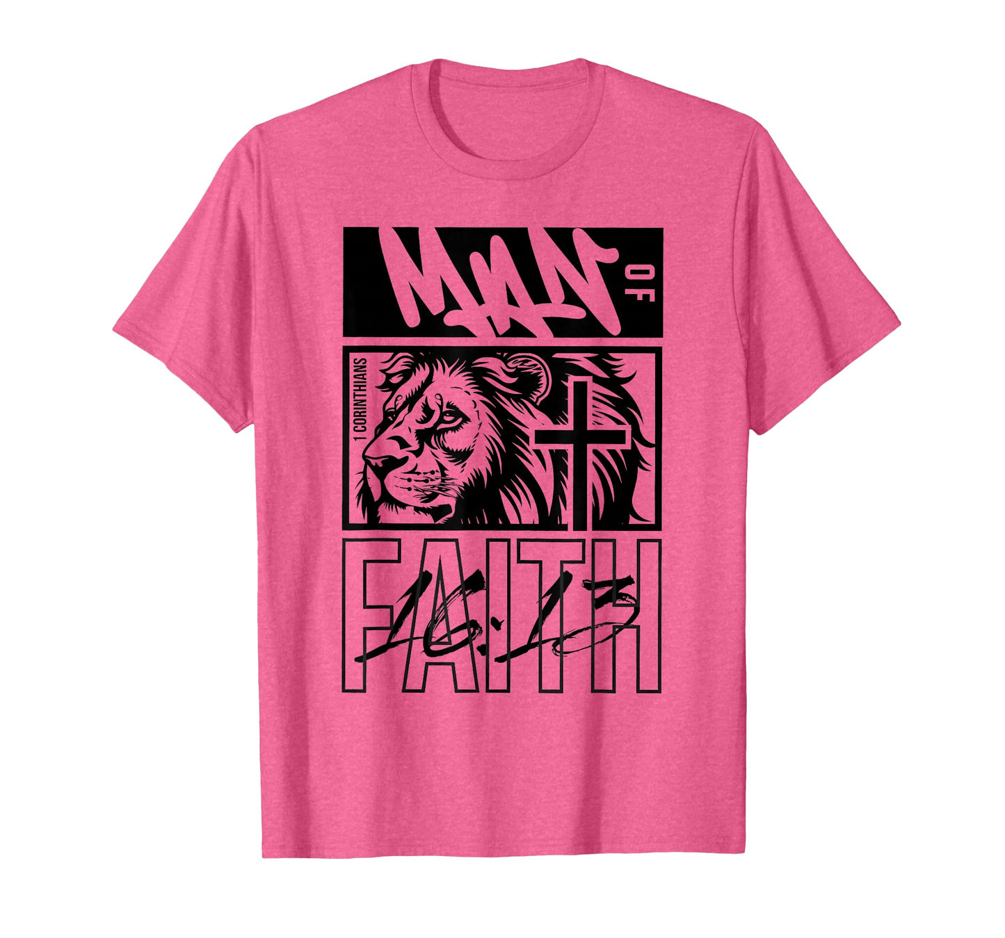 Christian Jesus Faith Lion Men Religious Cross Bible Verse T-Shirt
