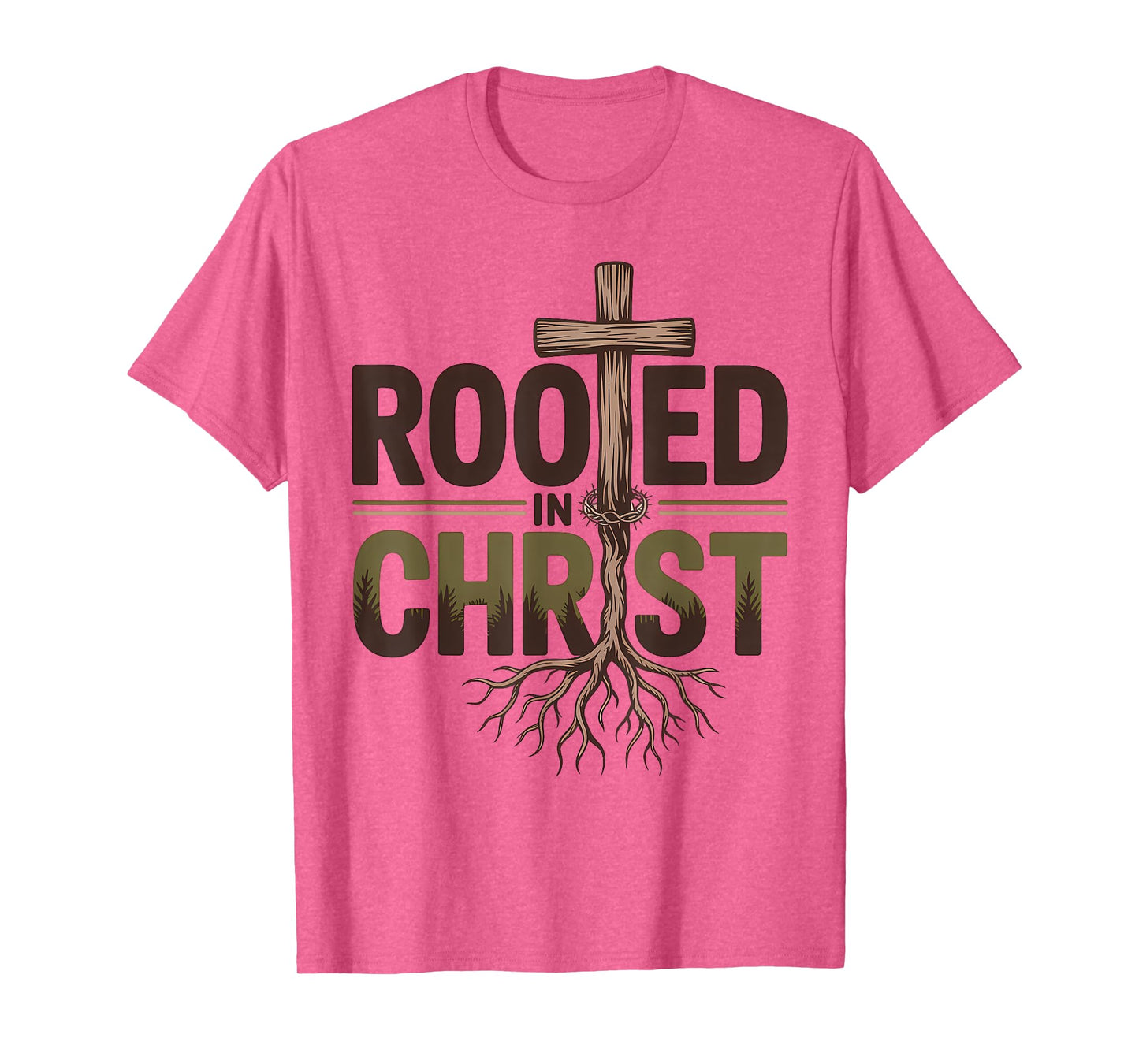 Rooted in Christ Christian Faith Jesus Cross T-Shirt
