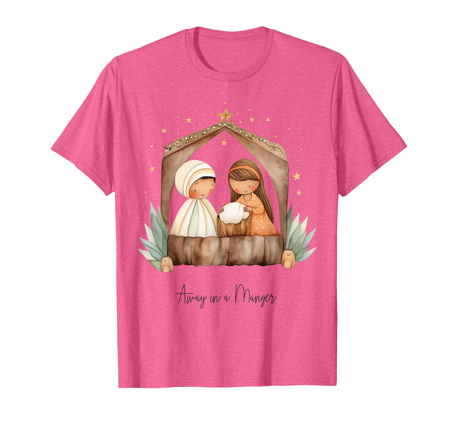 Boho Nativity Scene Away in a Manger Christmas T-Shirt