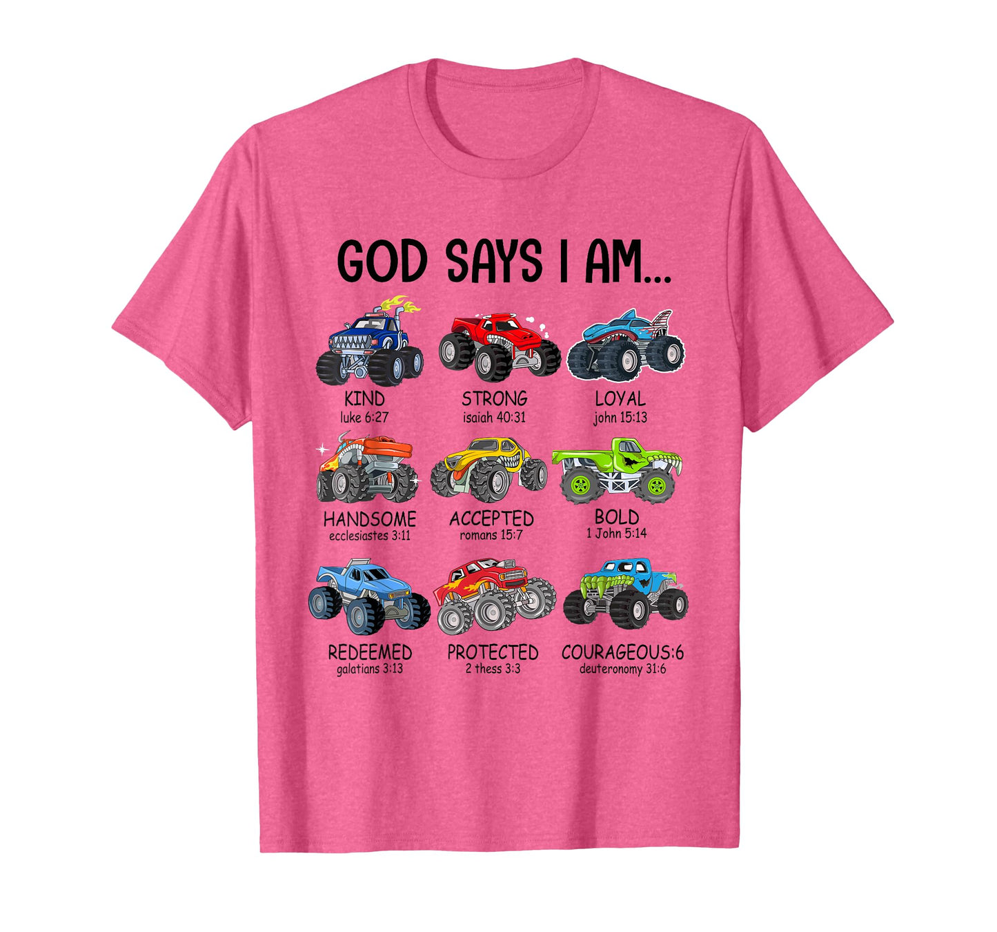 God Says I Am Funny Monster Truck Christian Bible Kids Boys T-Shirt