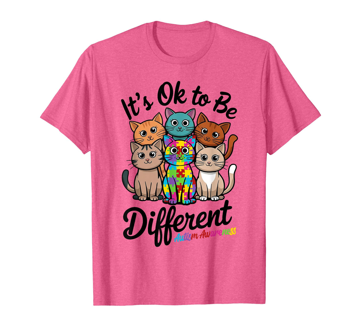 Autistic Cats Kitten Its Ok To Be Different Autism Awareness T-Shirt