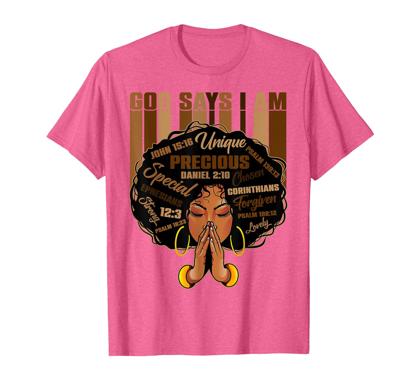 God Says I Am Black History Month Christian Afro Girls Women T-Shirt