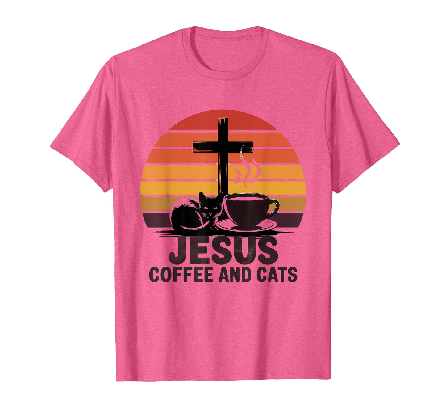 Jesus Coffee Cats Funny Cute Design Jesus Lovers Christian T-Shirt