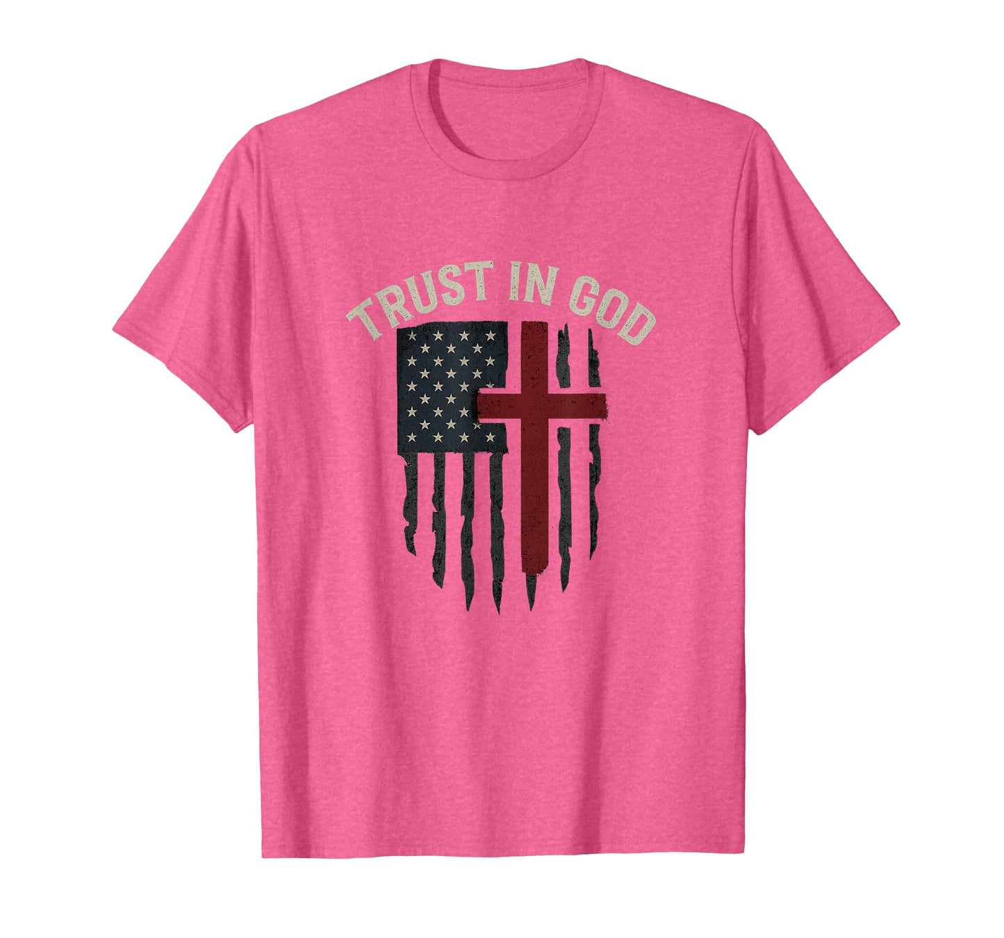 Trust in God American Flag | Cross Patriotic Christian Hip T-Shirt
