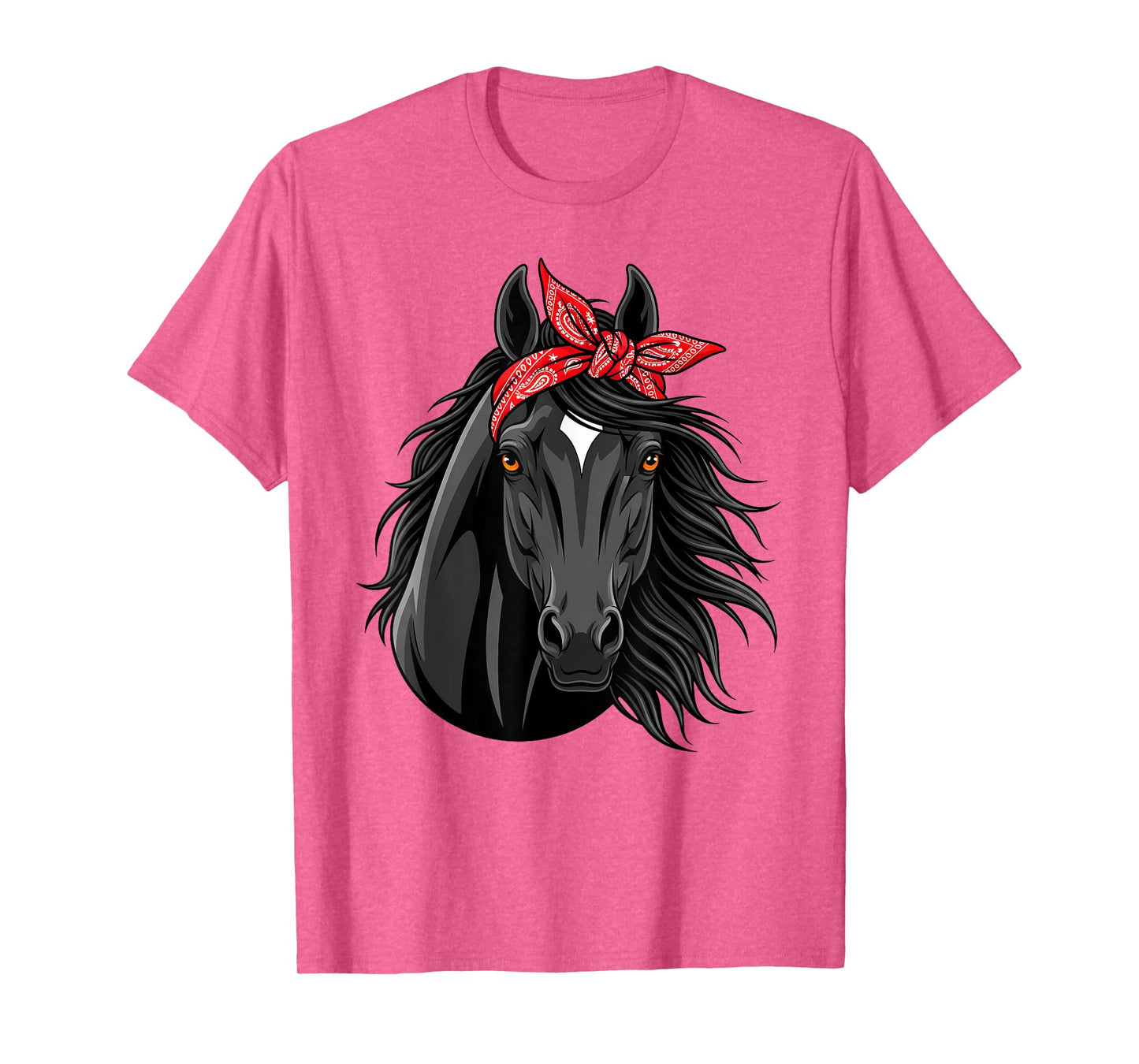 Funny Horse Lovers Tee | Red Bandana Print for Girls & Women T-Shirt