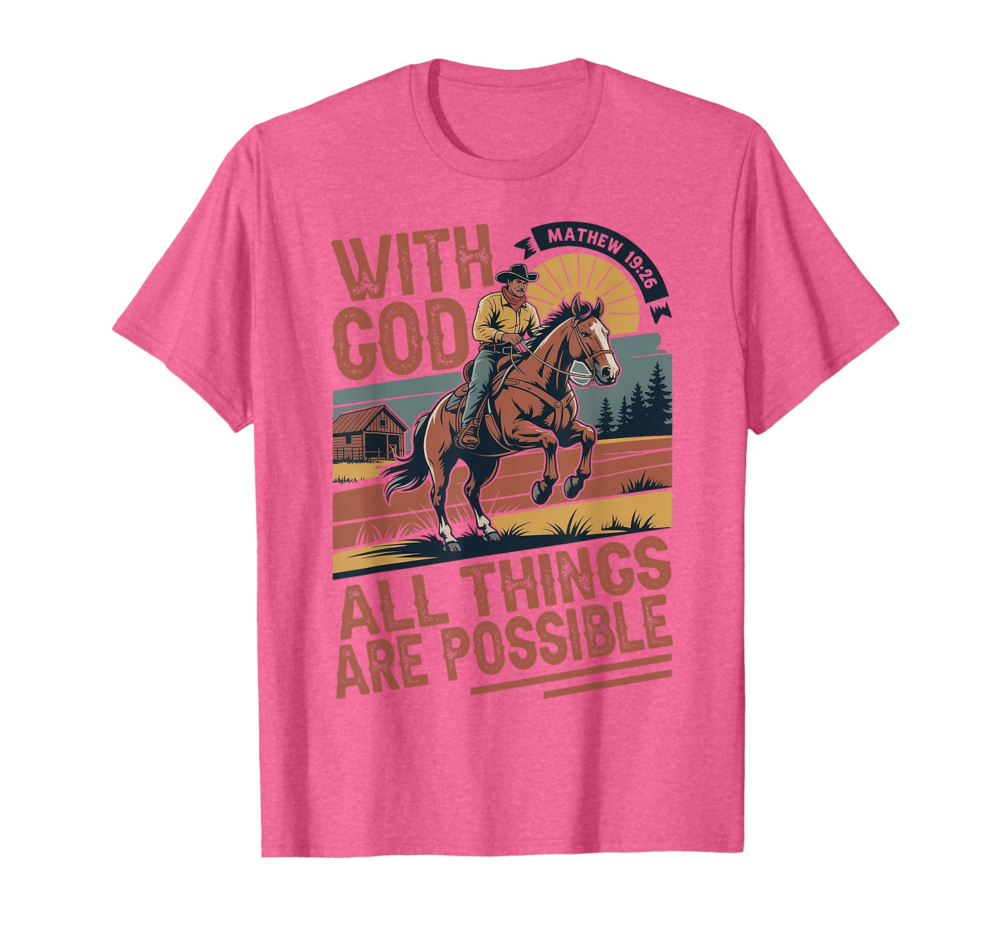 Vintage Cowboy Bible Scripture Verse Jesus Christian Faith T-Shirt